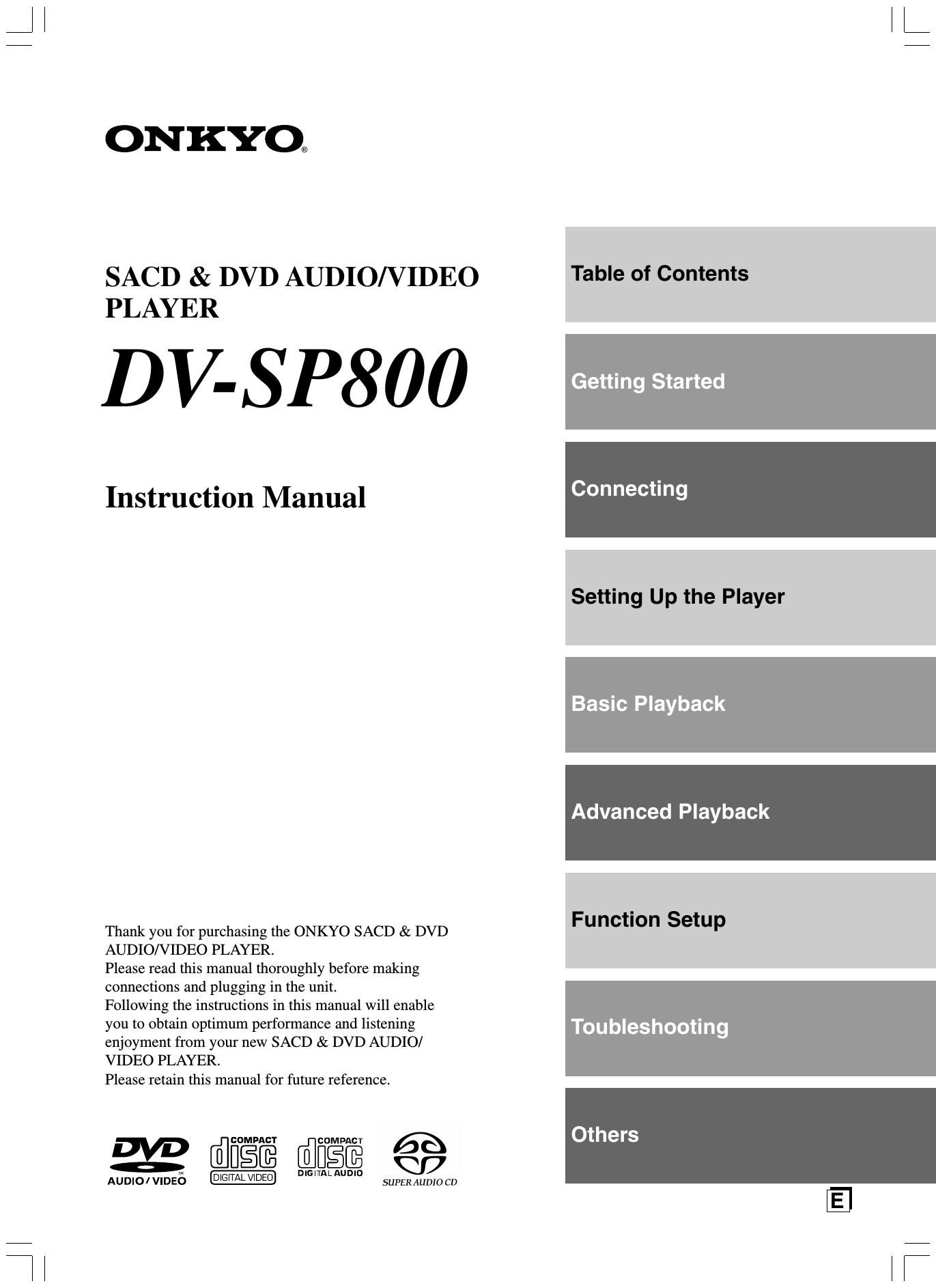 Onkyo DVSP 800 Owners Manual 2
