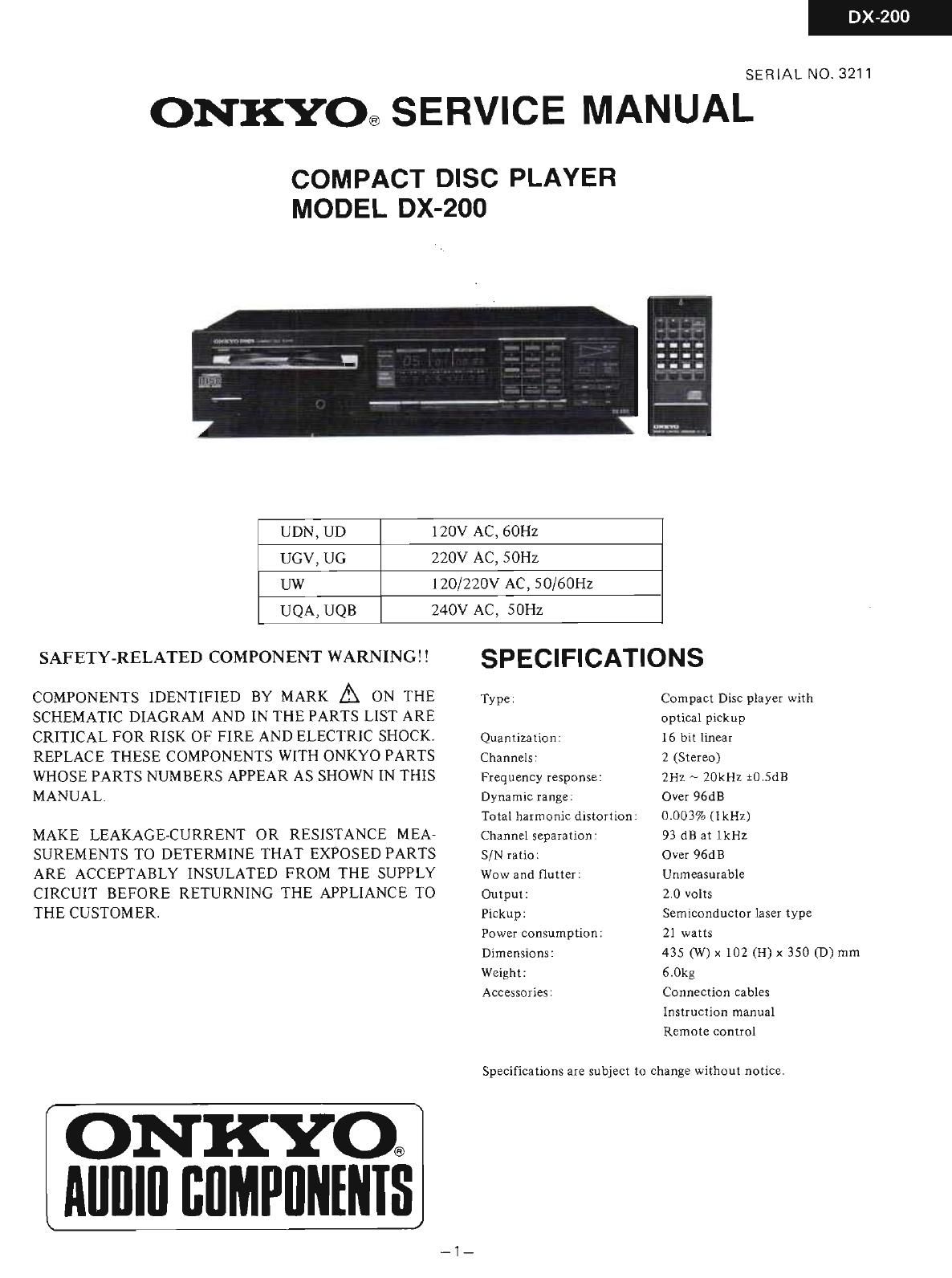 Onkyo DX 200 Service Manual