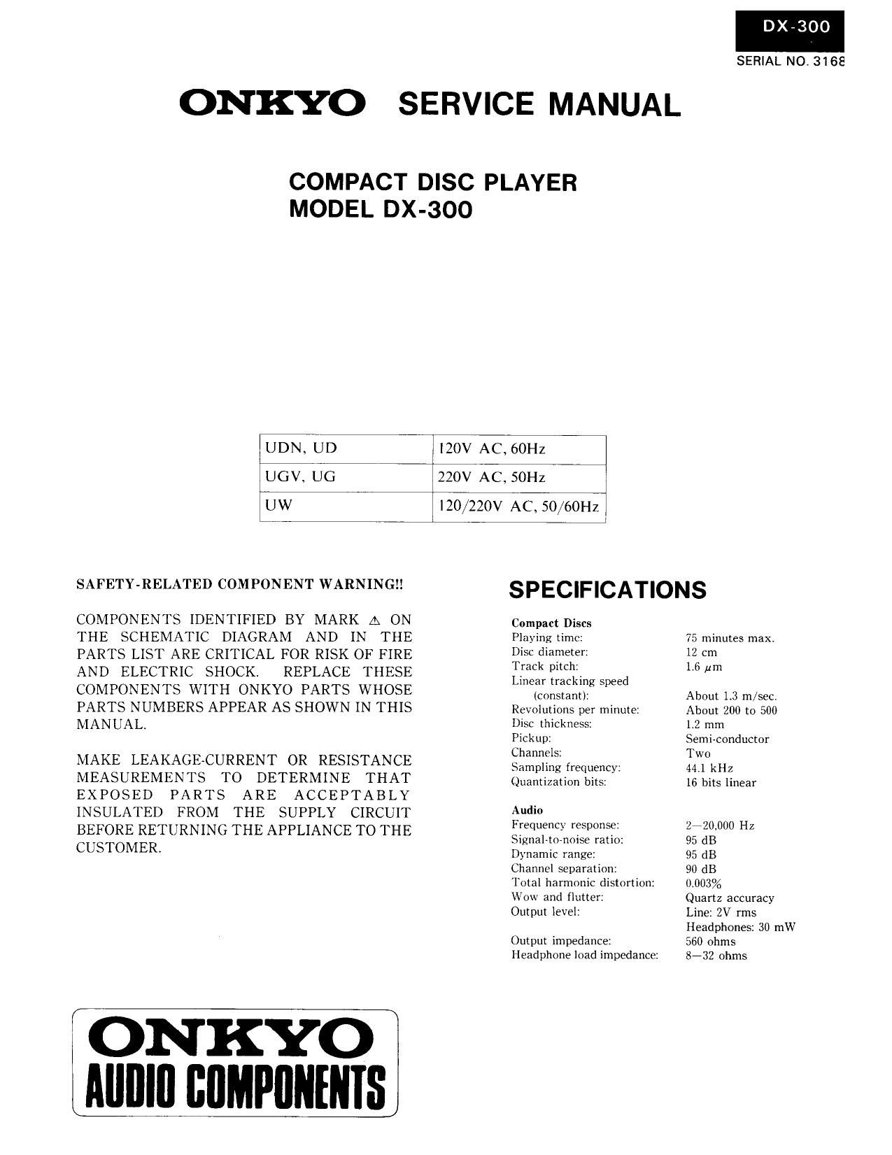 Onkyo DX 300 Service Manual