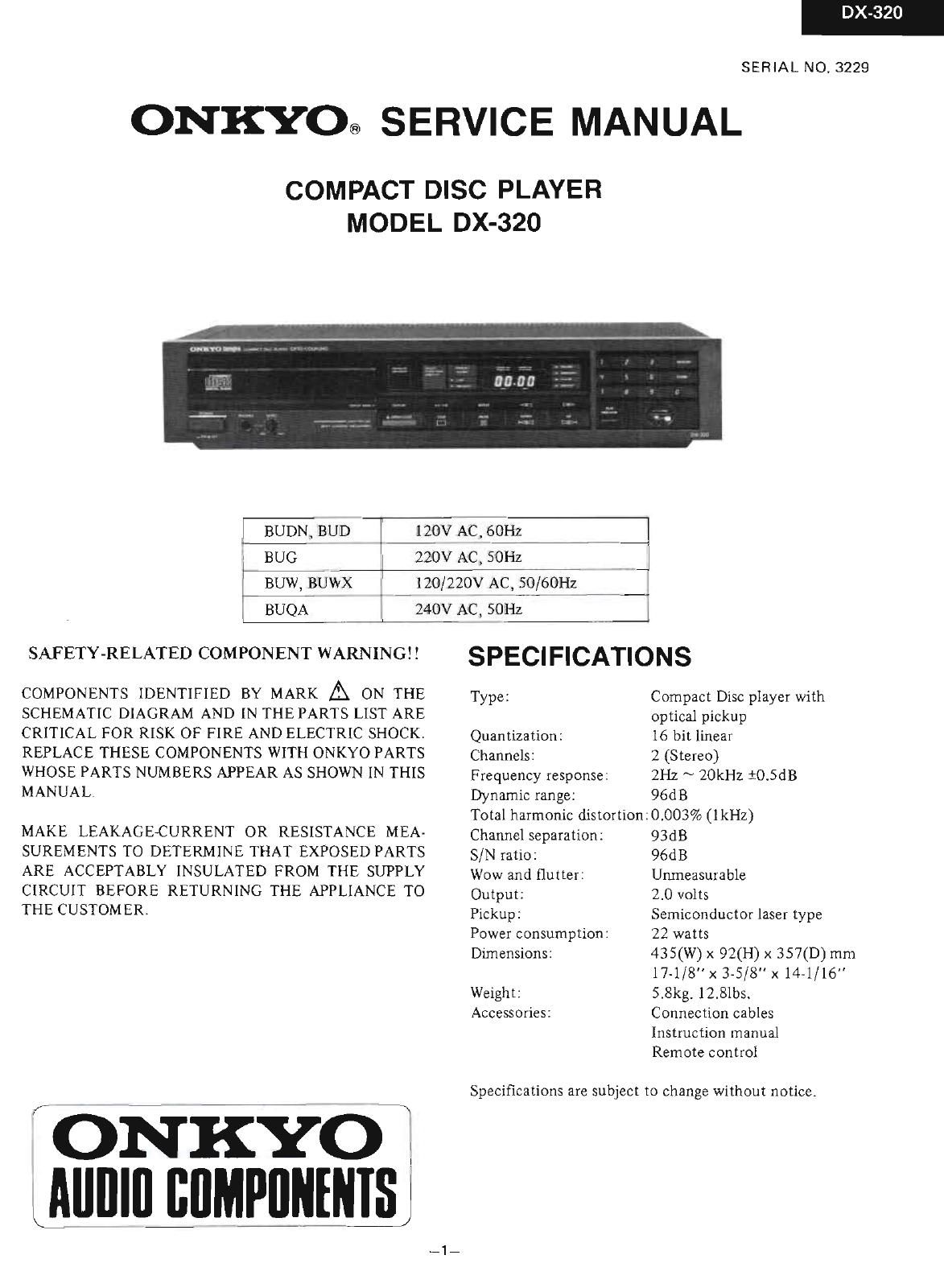 Onkyo DX 320 Service Manual