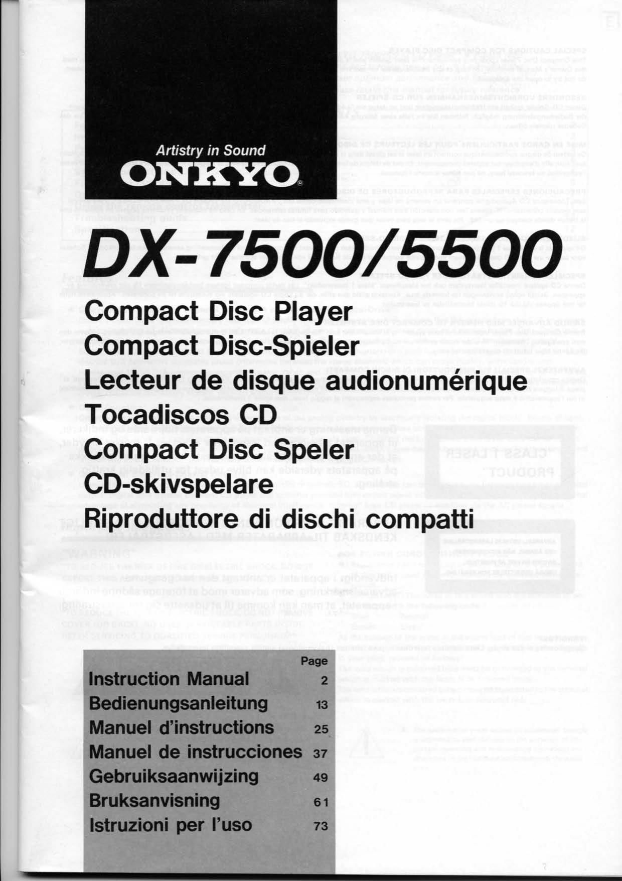 Onkyo DX 5500 Owners Manual 2