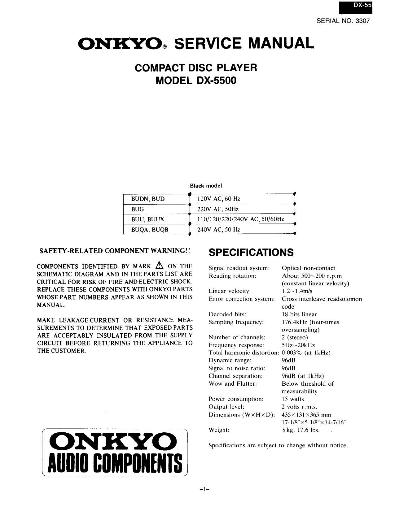 Onkyo DX 5500 Service Manual