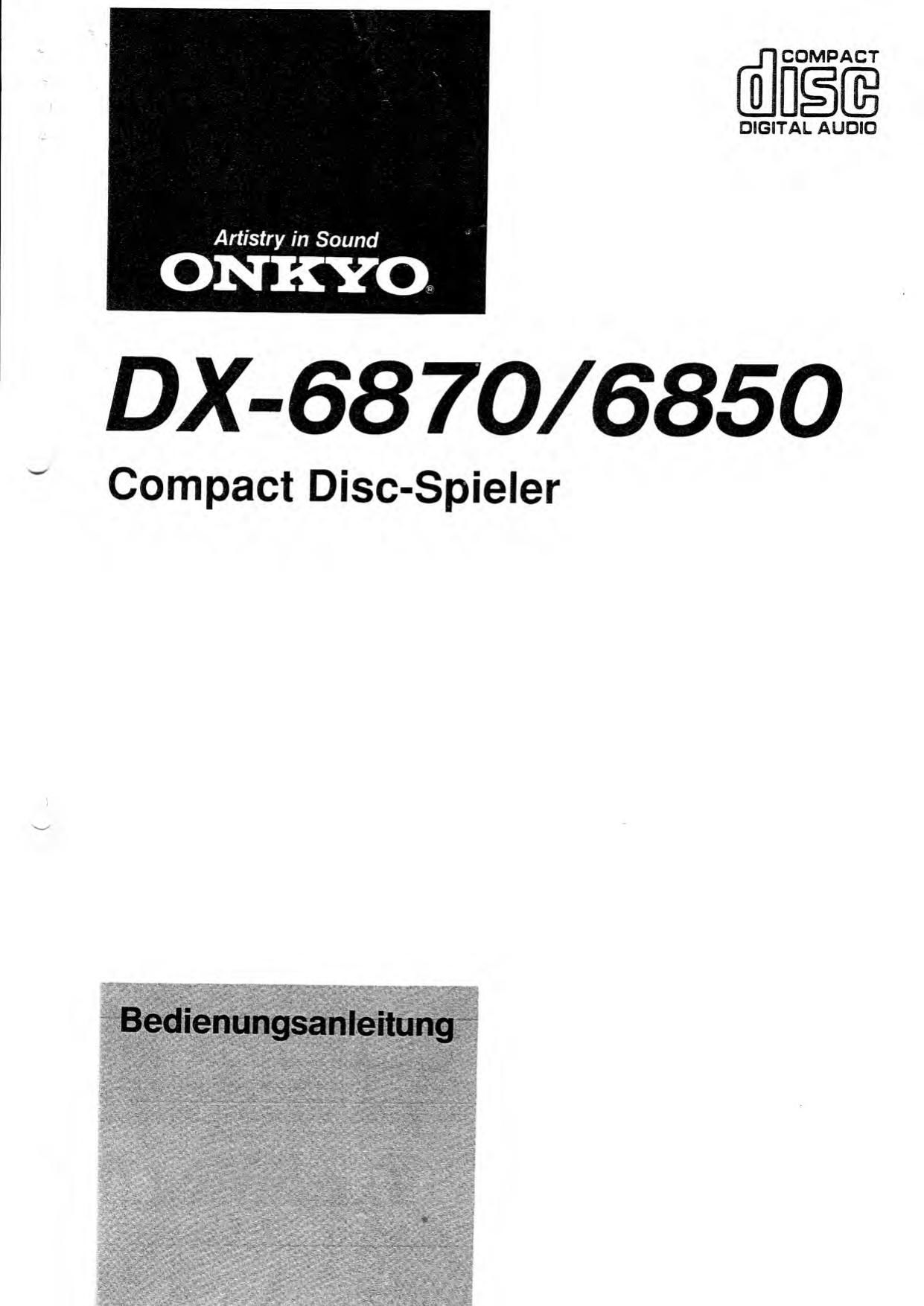 Onkyo DX 6870 Owners Manual