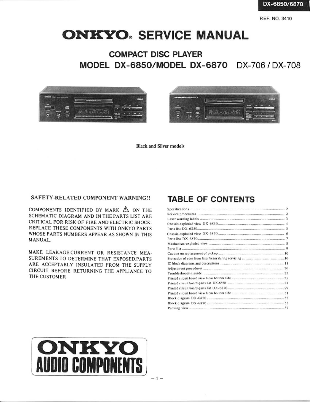 Onkyo DX 6870 Service Manual
