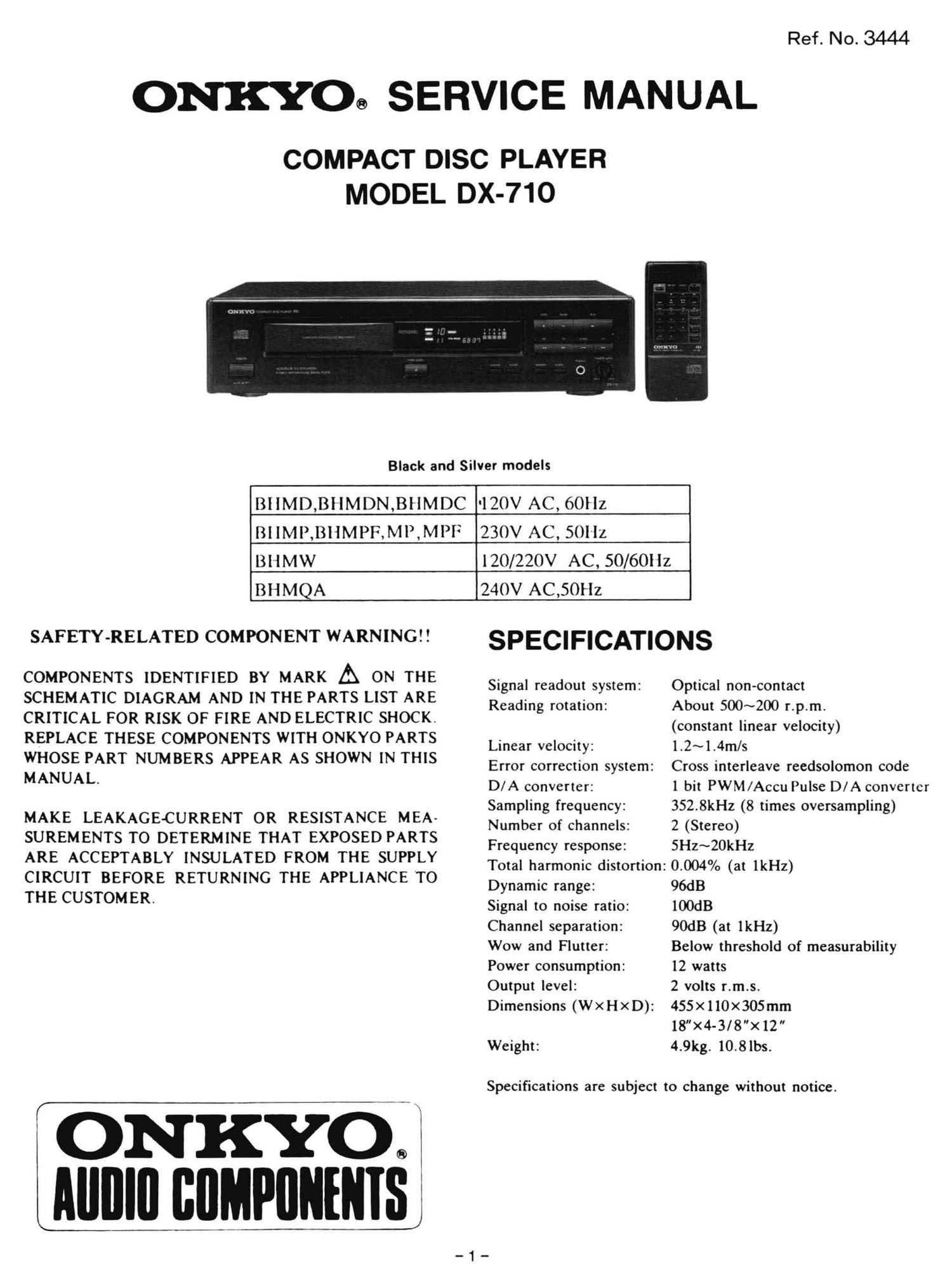 Onkyo DX 710 Service Manual