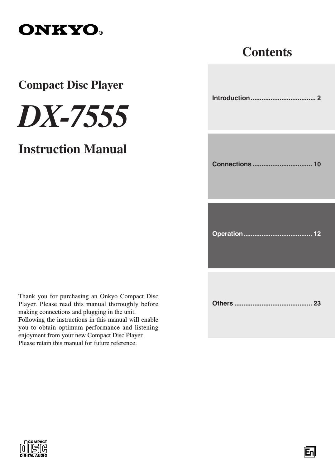 Onkyo DX 7555 Owners Manual