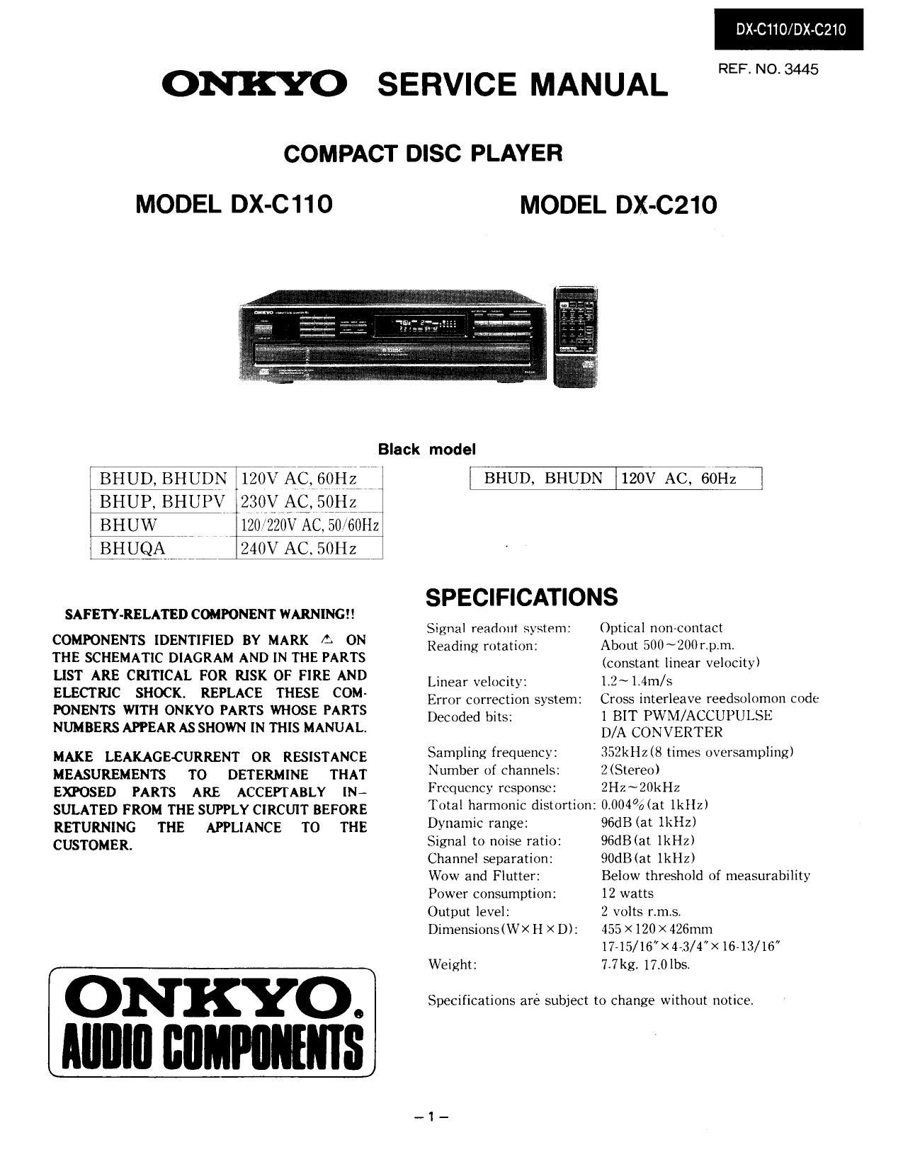 Onkyo DXC 110 Service Manual