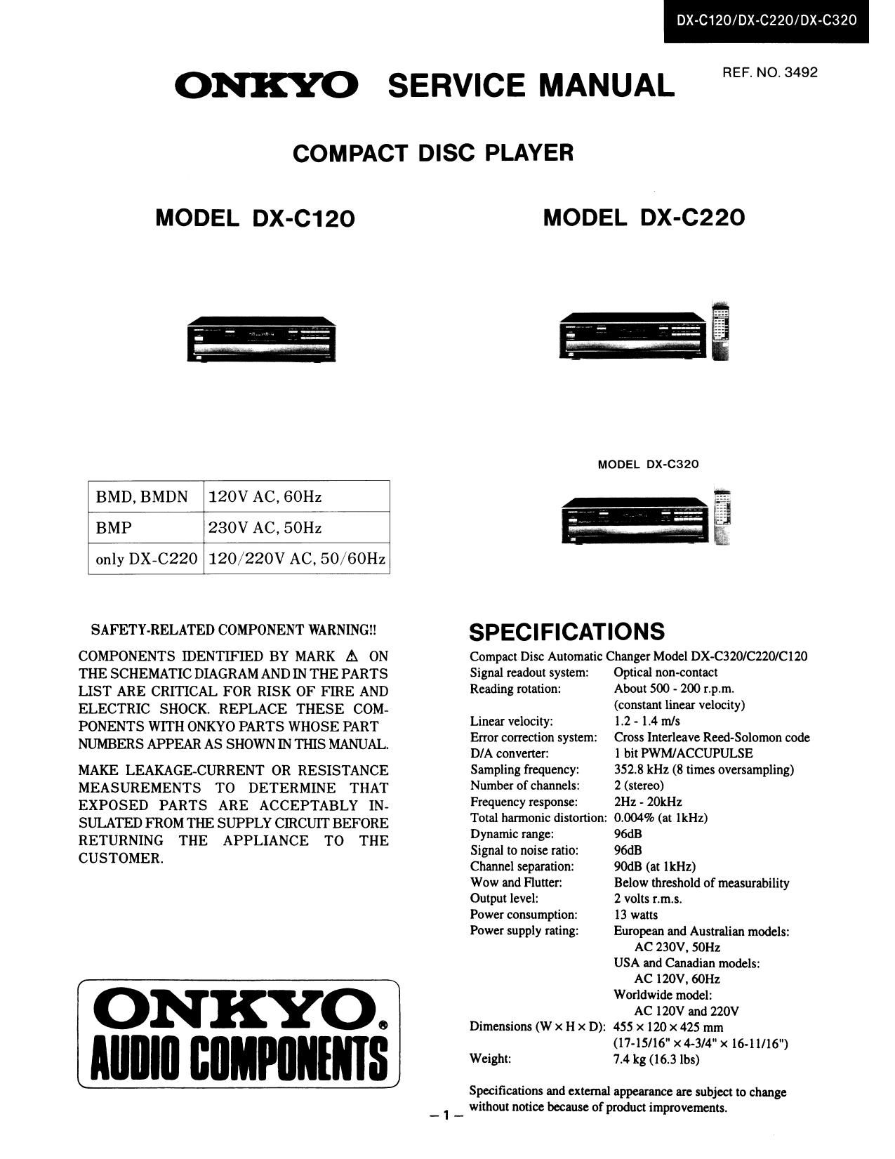 Onkyo DXC 120 Service Manual