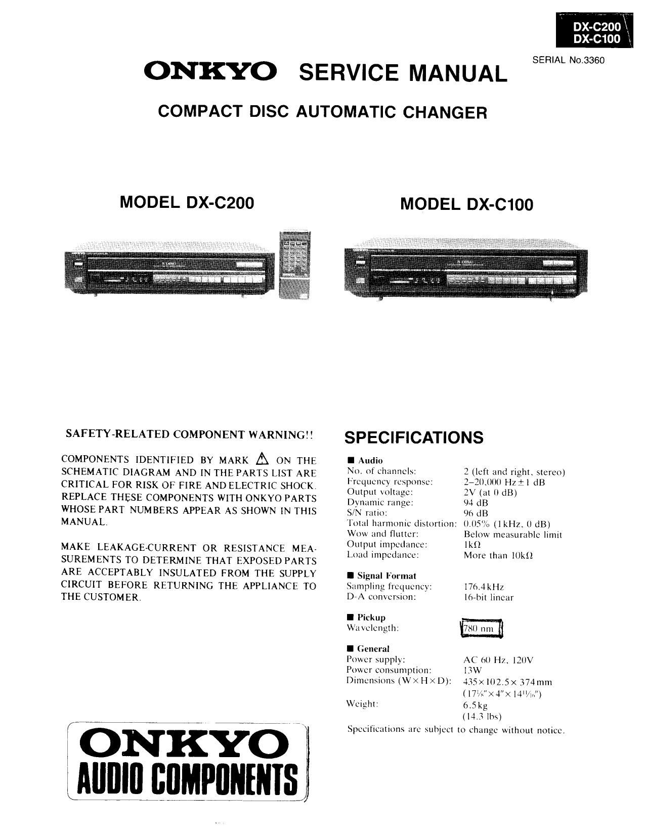 Onkyo DXC 200 Service Manual