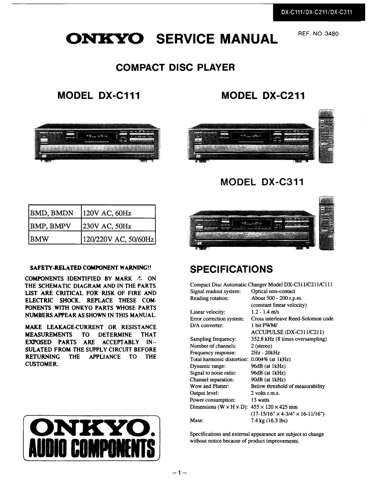 Onkyo DXC 311 Service Manual