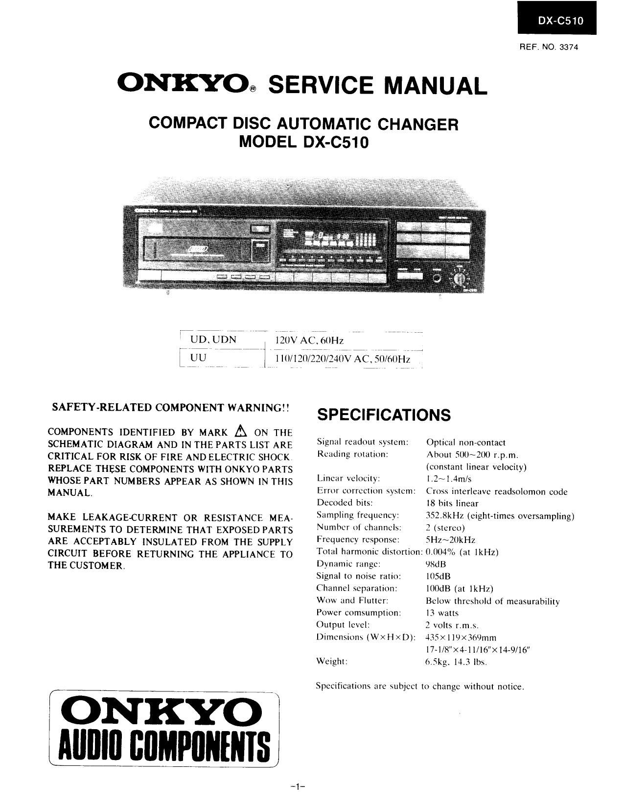 Onkyo DXC 510 Service Manual