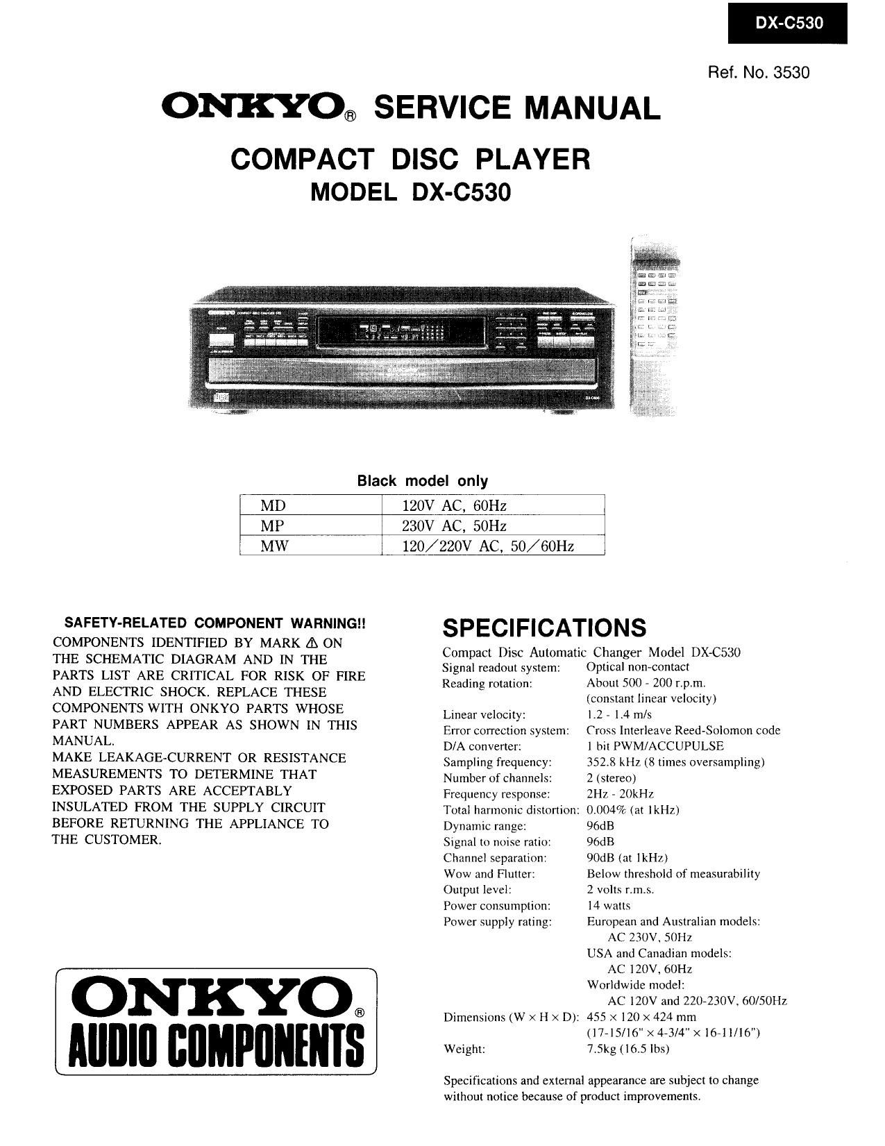 Onkyo DXC 530 Service Manual