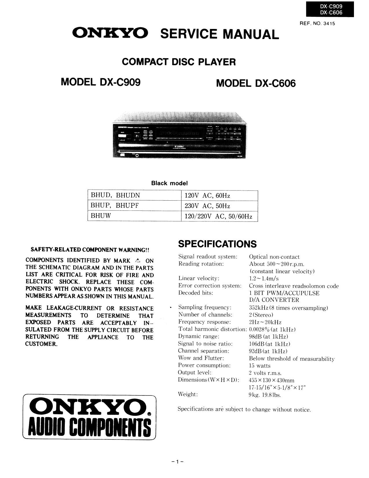 Onkyo DXC 606 Service Manual