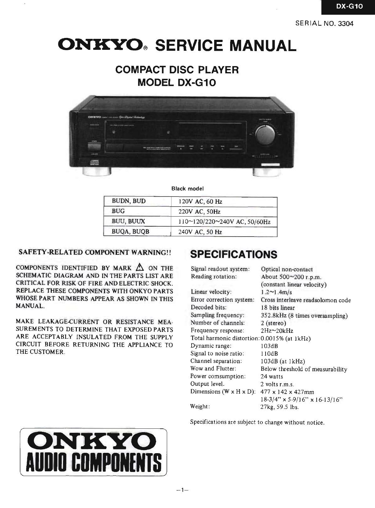 Onkyo DXG 10 Service Manual