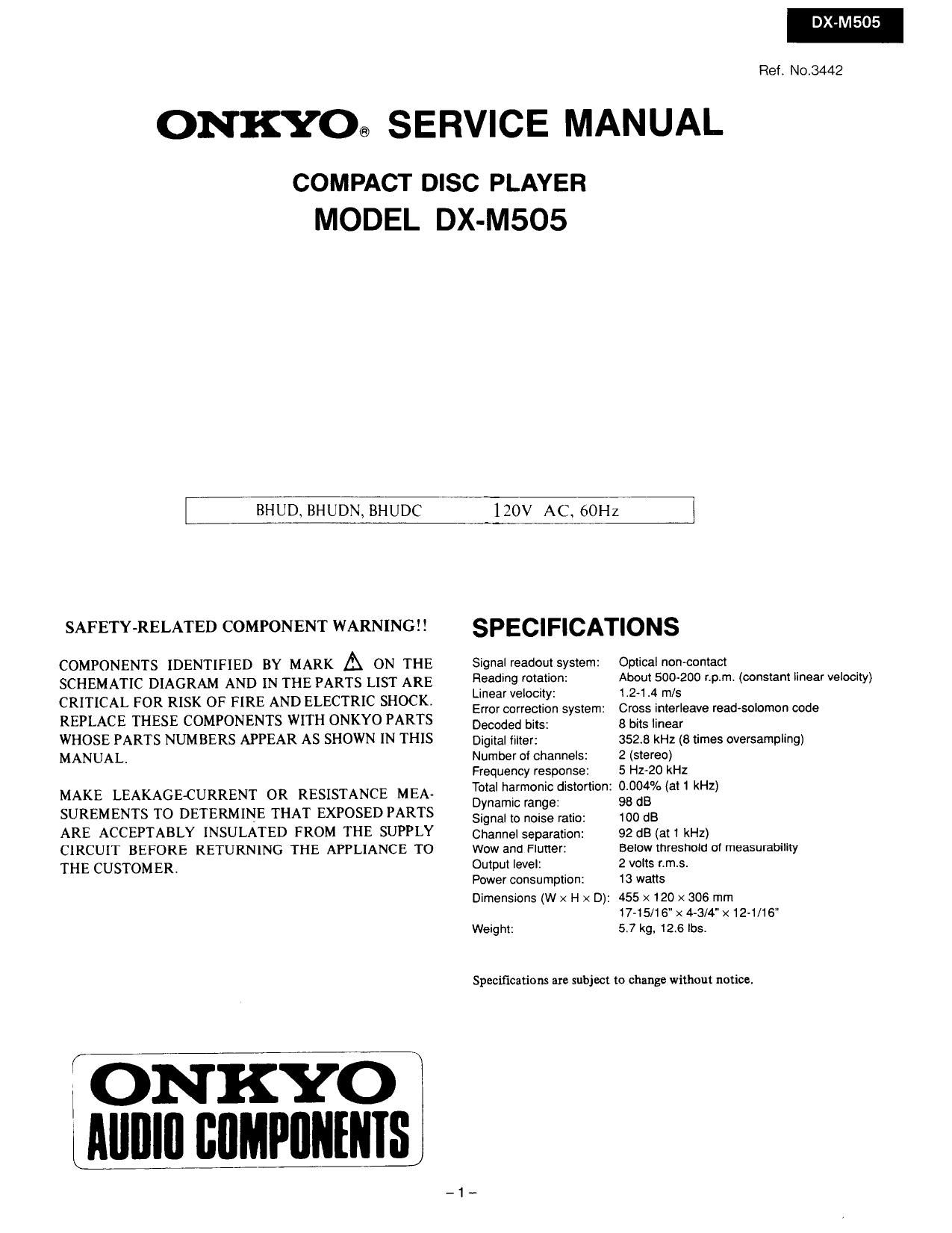 Onkyo DXM 505 Service Manual
