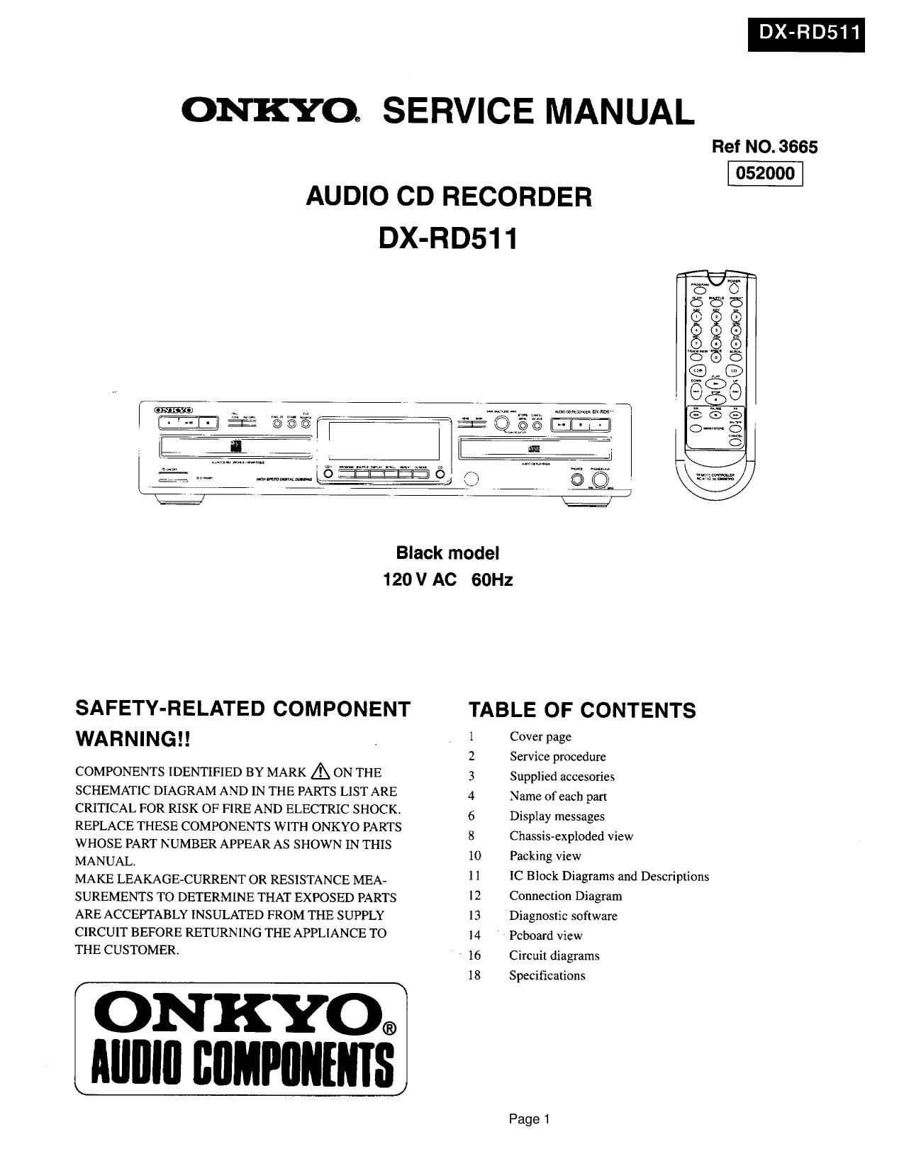Onkyo DXRD 511 Service Manual