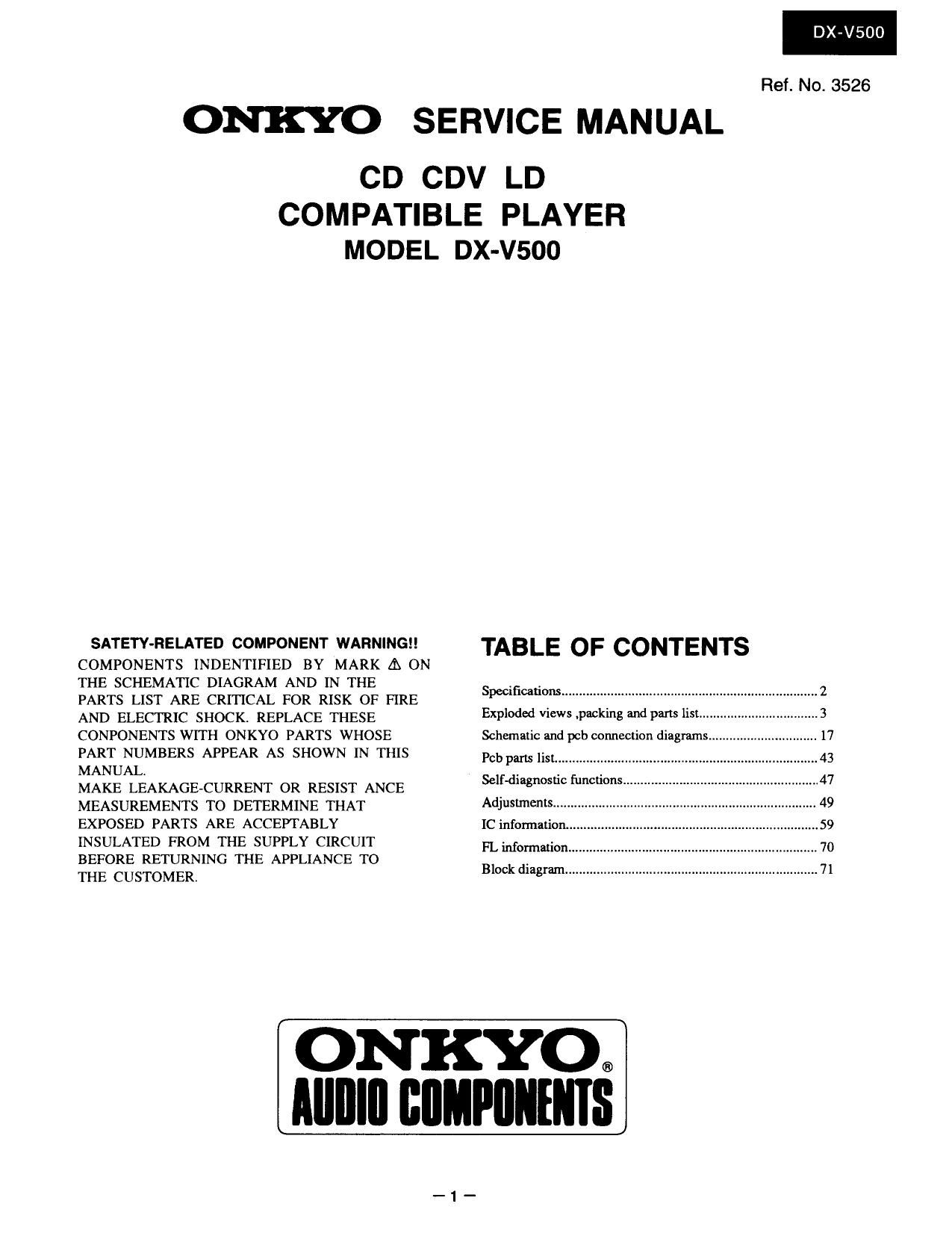 Onkyo DXV 500 Service Manual