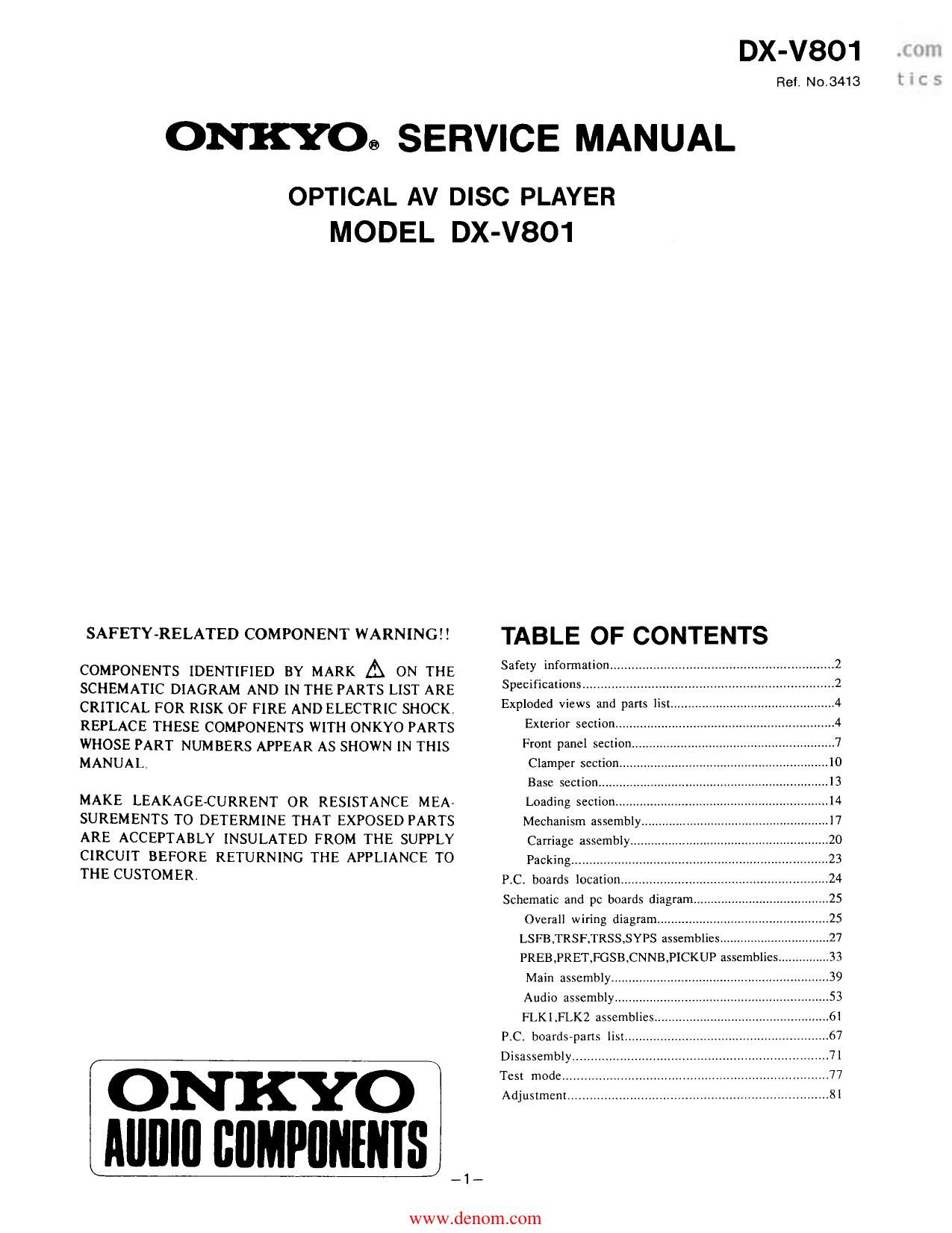 Onkyo DXV 801 Service Manual