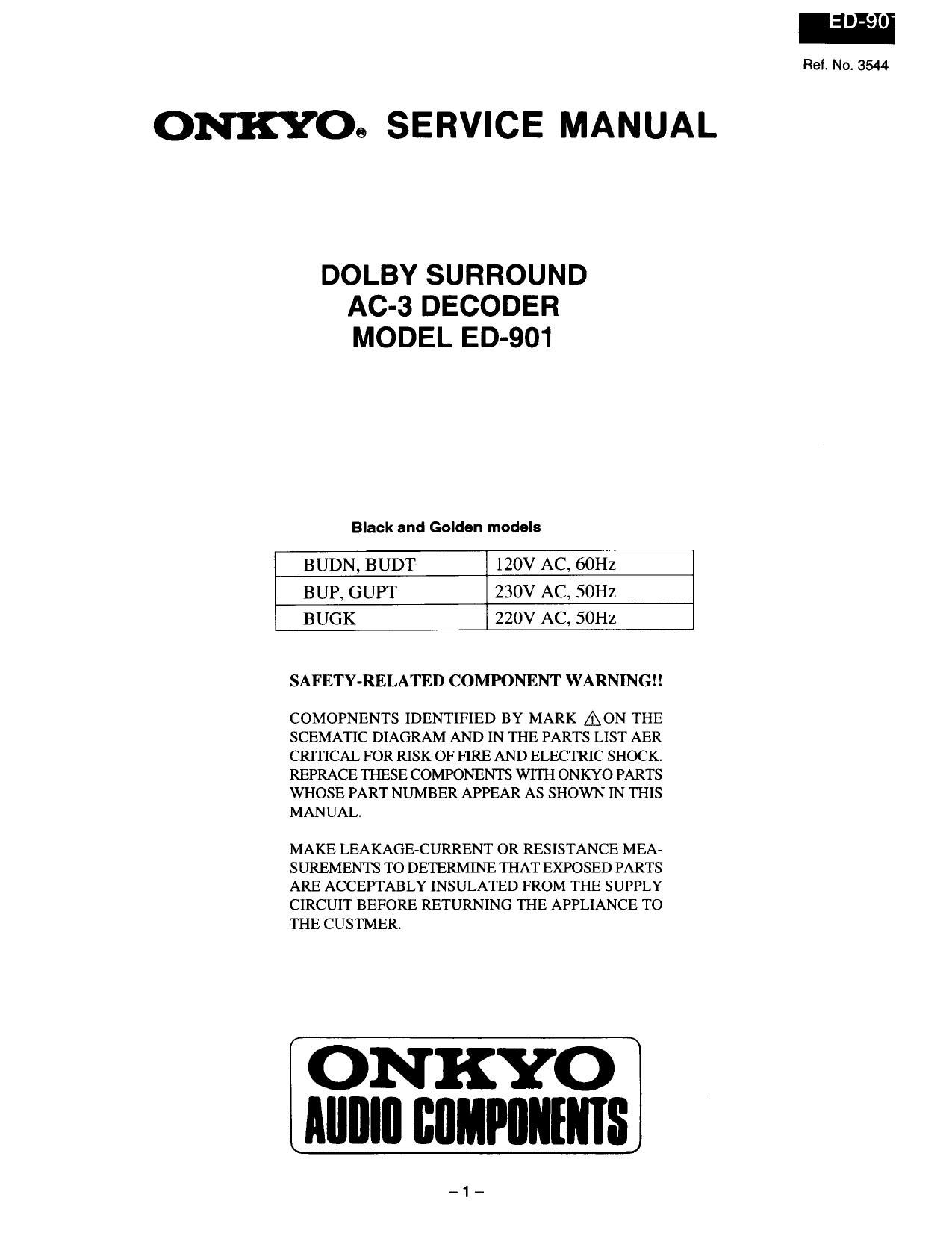 Onkyo ED 901 Service Manual