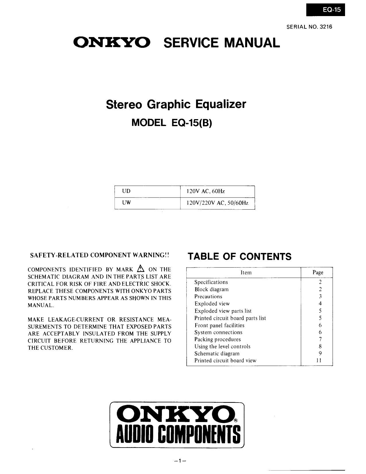 Onkyo EQ 15 Service Manual