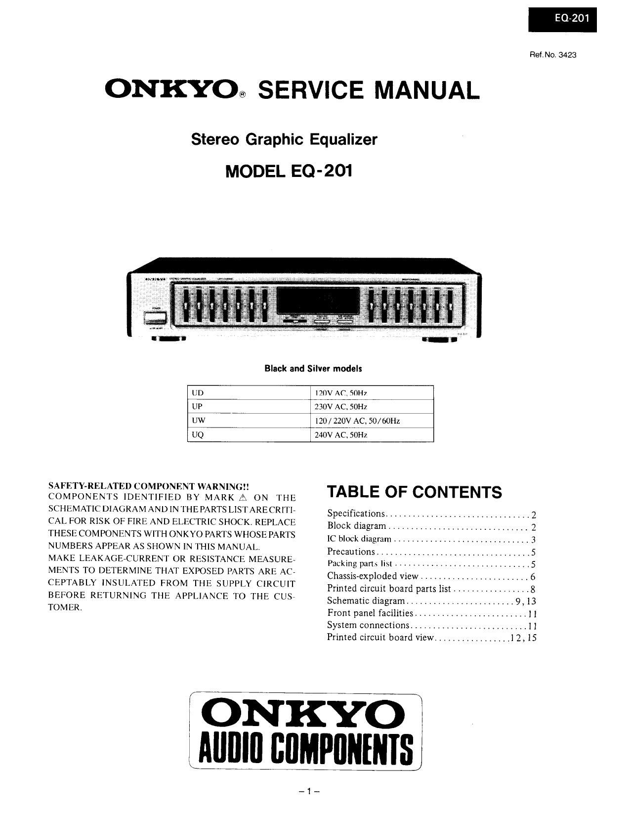 Onkyo EQ 201 Service Manual