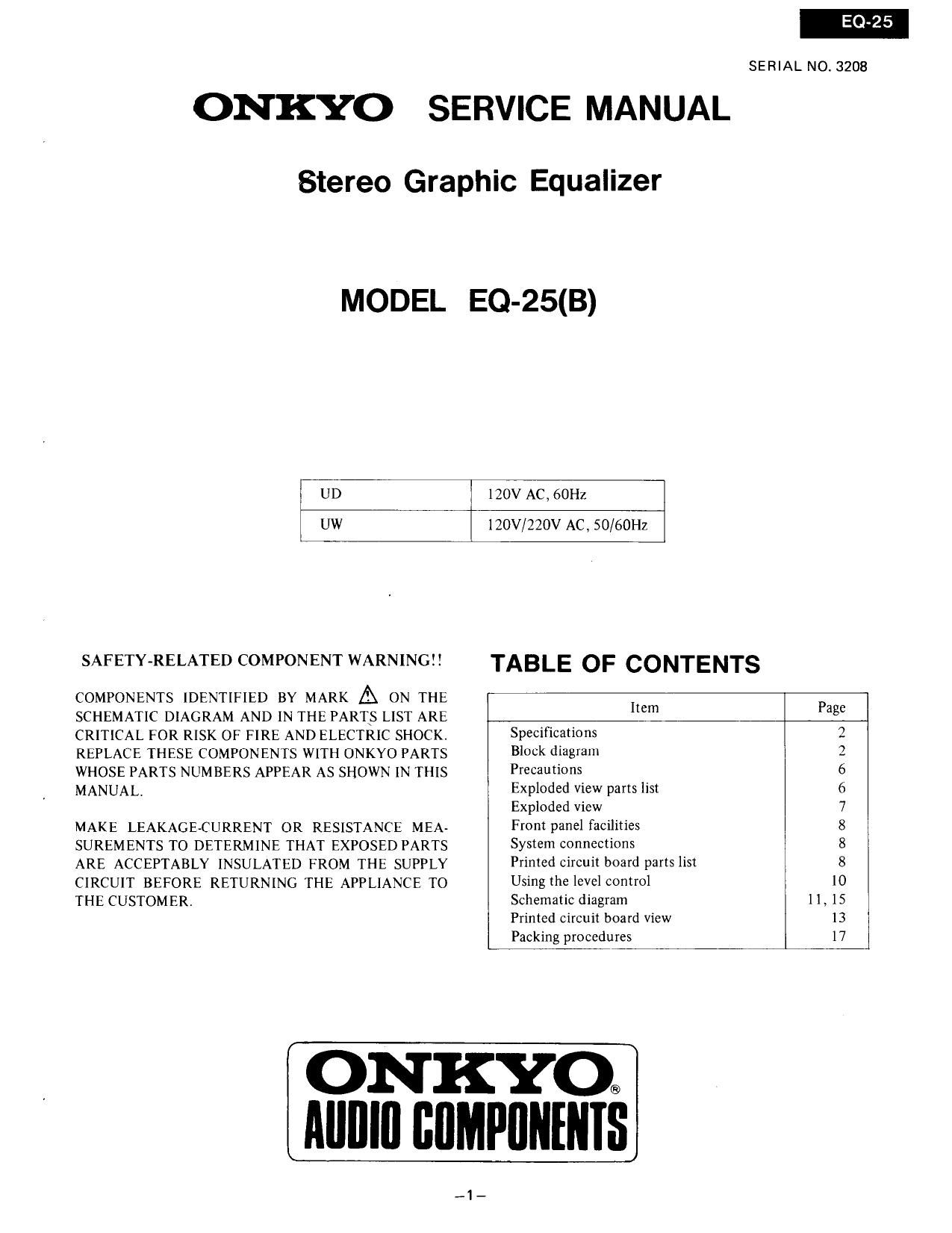 Onkyo EQ 25 Service Manual