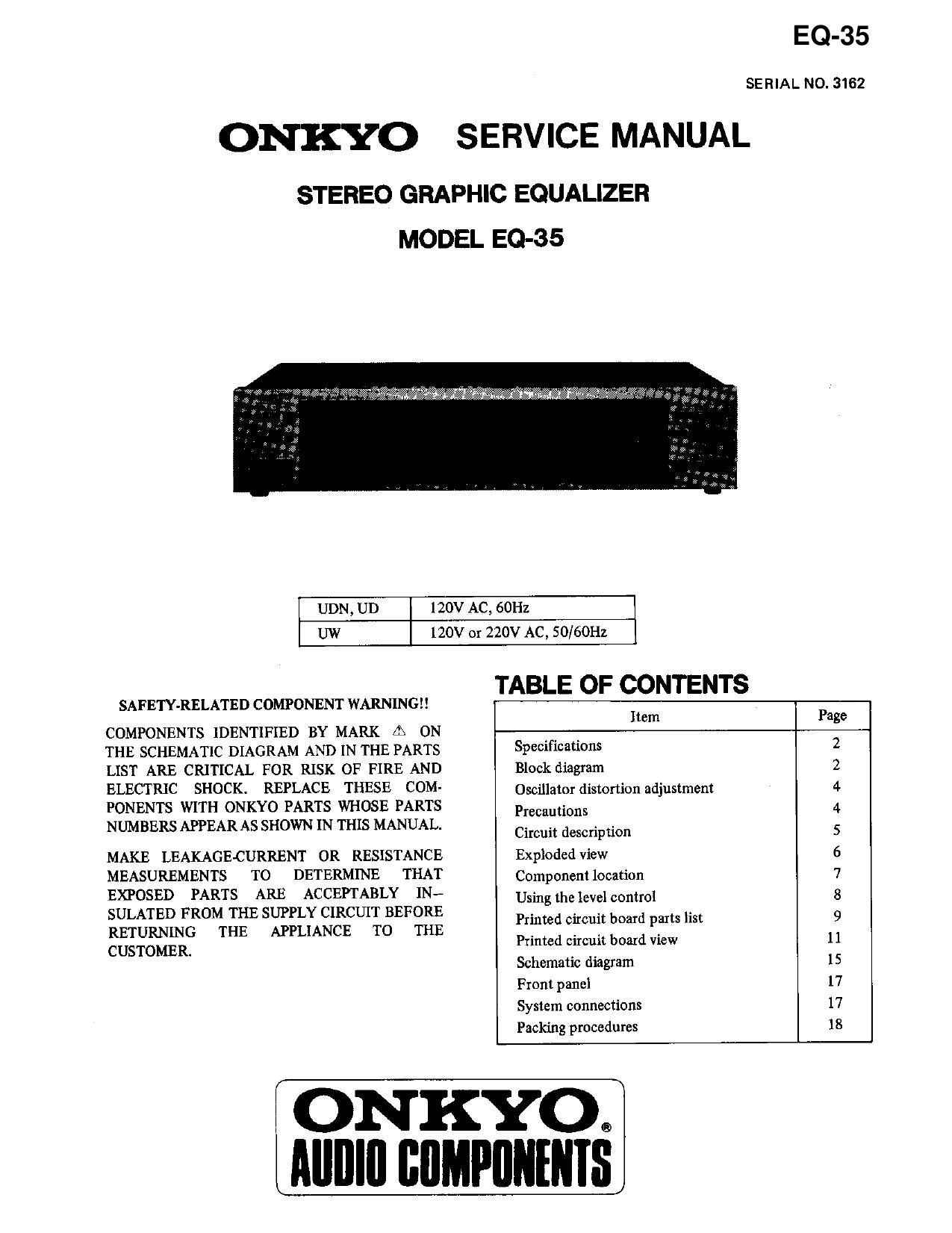 Onkyo EQ 35 Service Manual