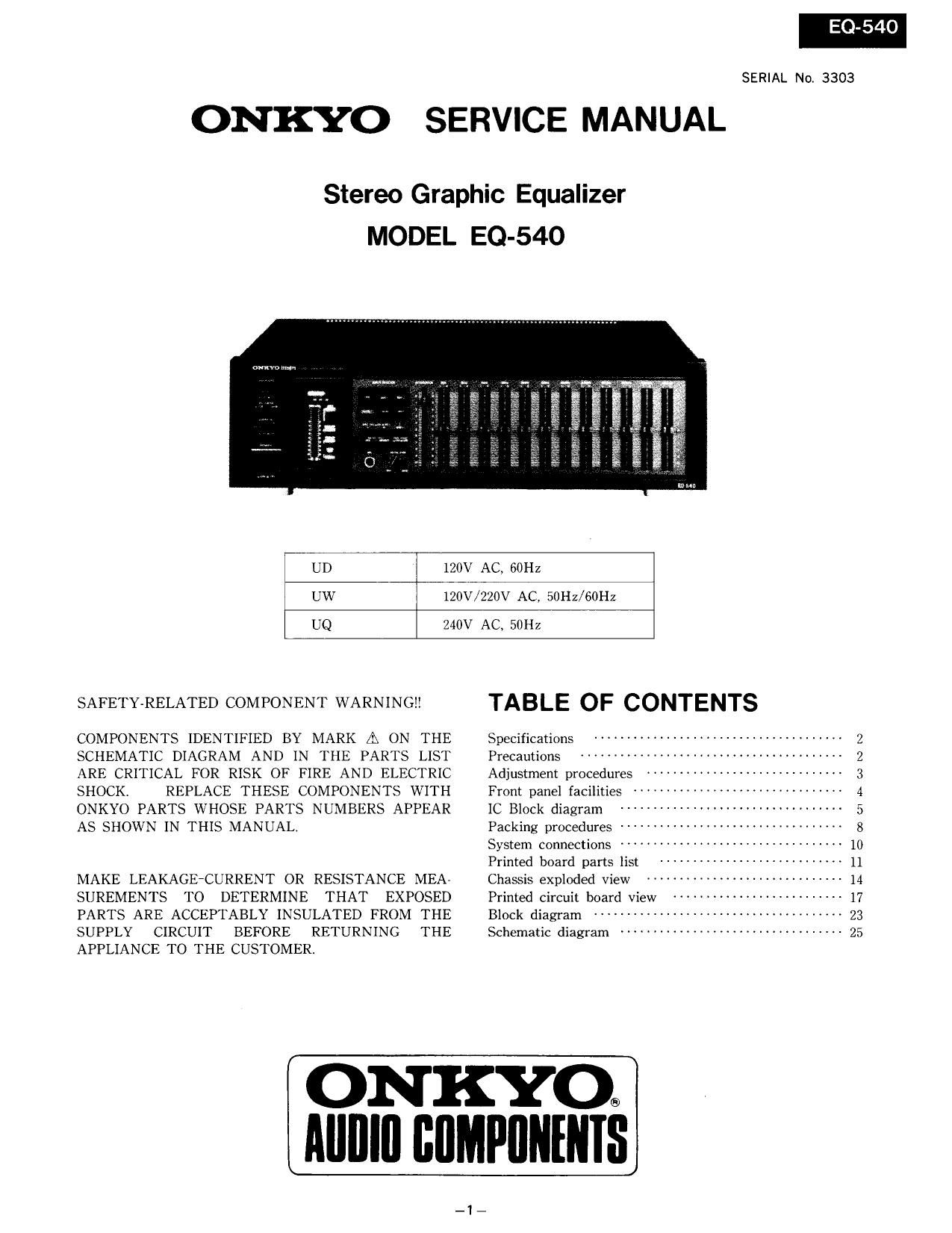 Onkyo EQ 540 Service Manual