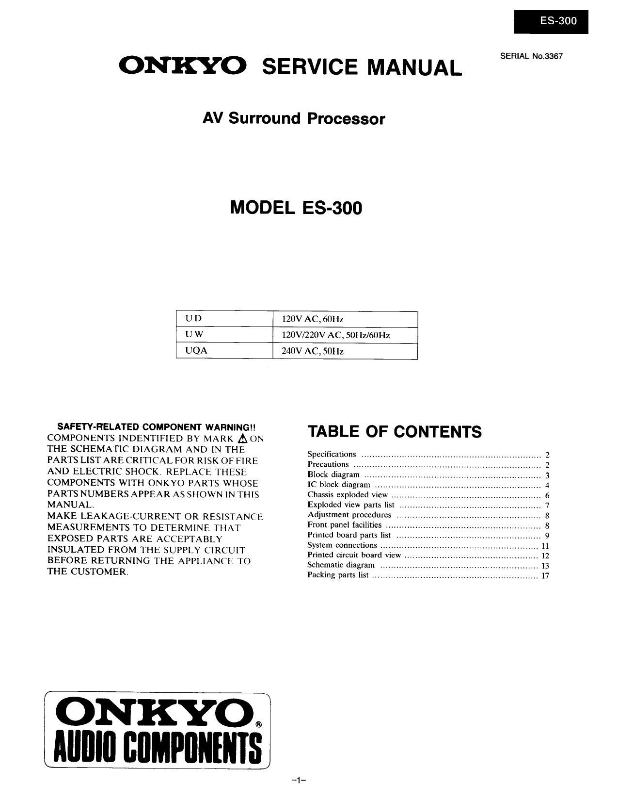 Onkyo ES 300 Service Manual