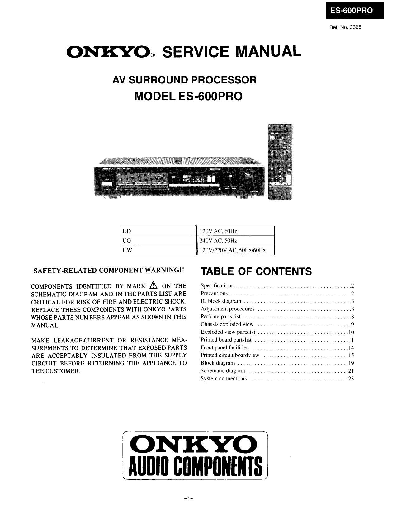 Onkyo ES 600 PRO Service Manual