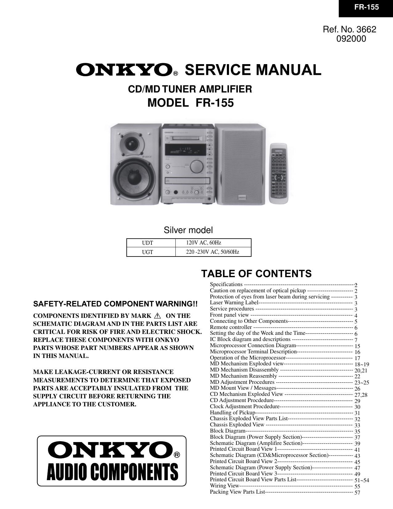 Onkyo FR 155 Service Manual