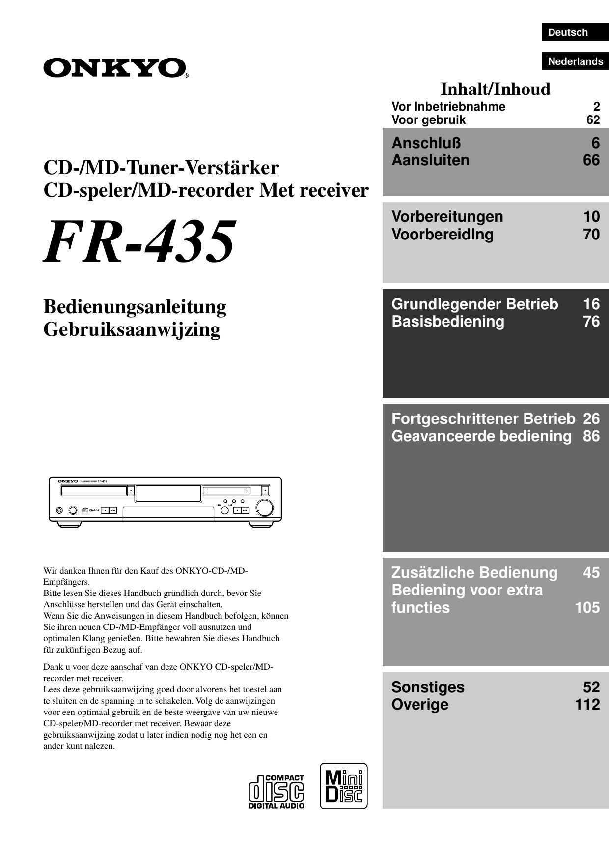 Onkyo FR 435 Owners Manual