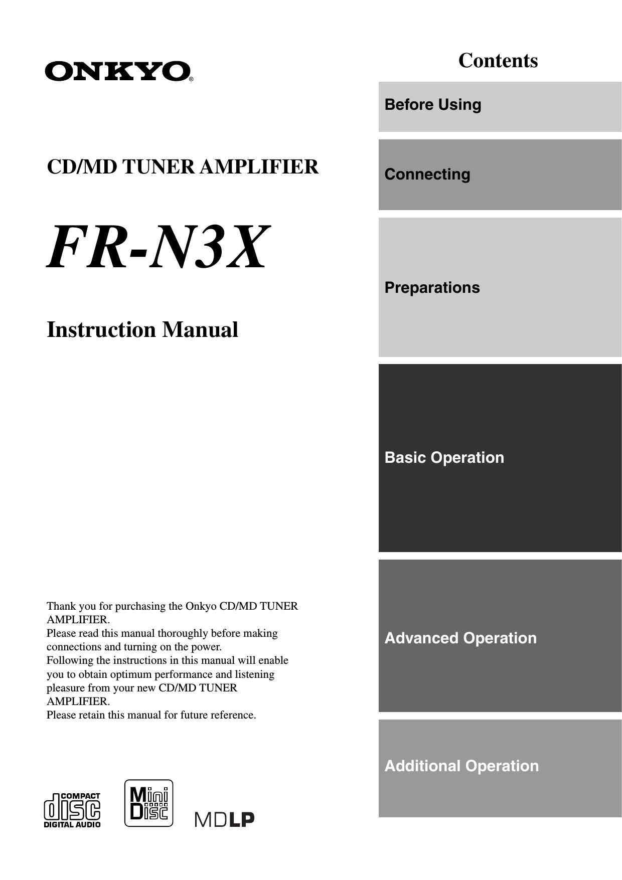 Onkyo FRN 3 X Owners Manual