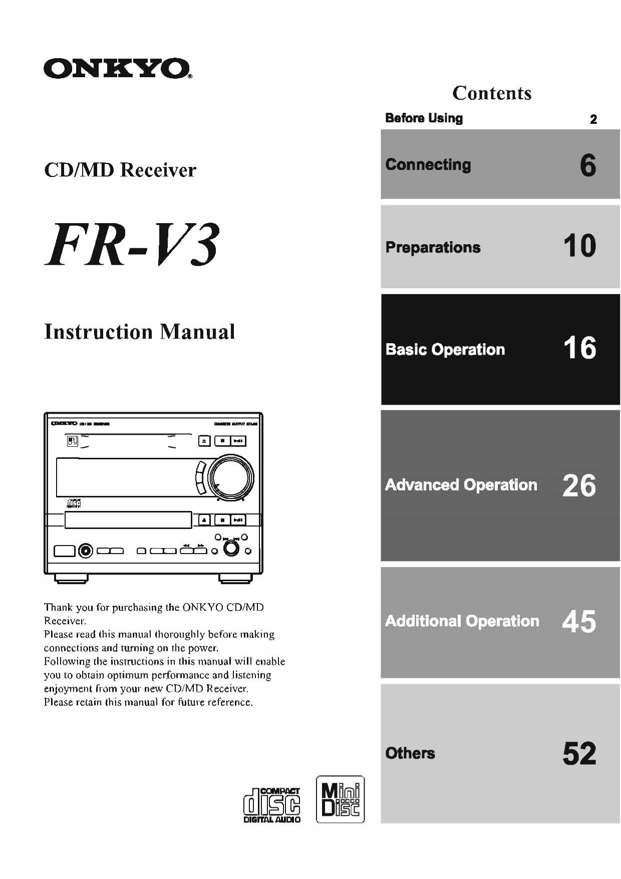 Onkyo FRV 3 Owners Manual