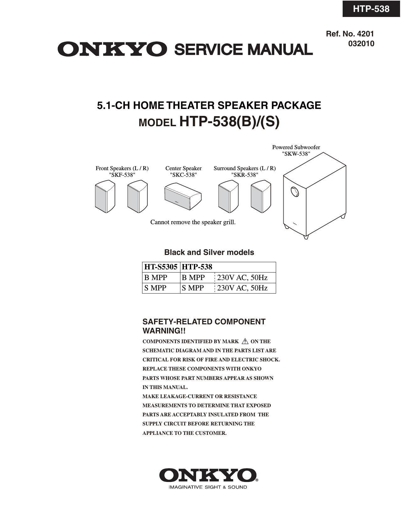 Onkyo HTP 538 Service Manual