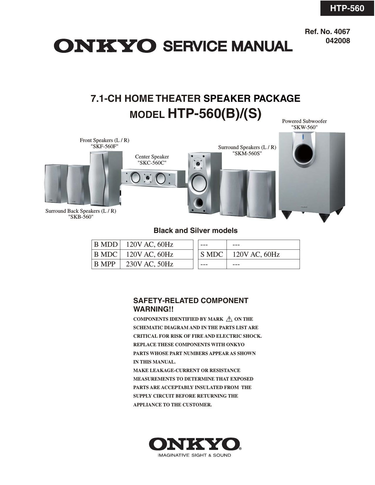 Onkyo HTP 560 Service Manual