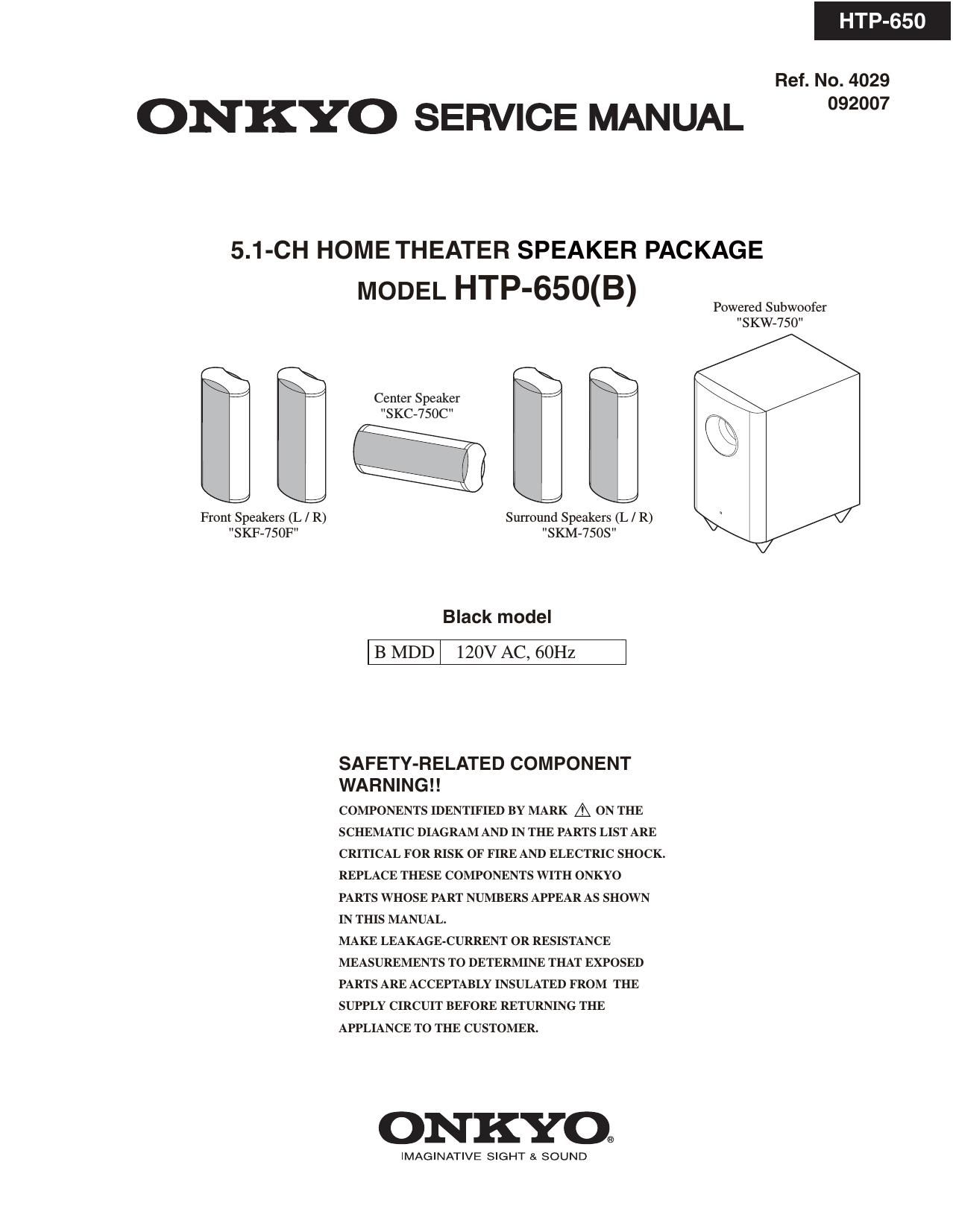 Onkyo HTP 650 Service Manual