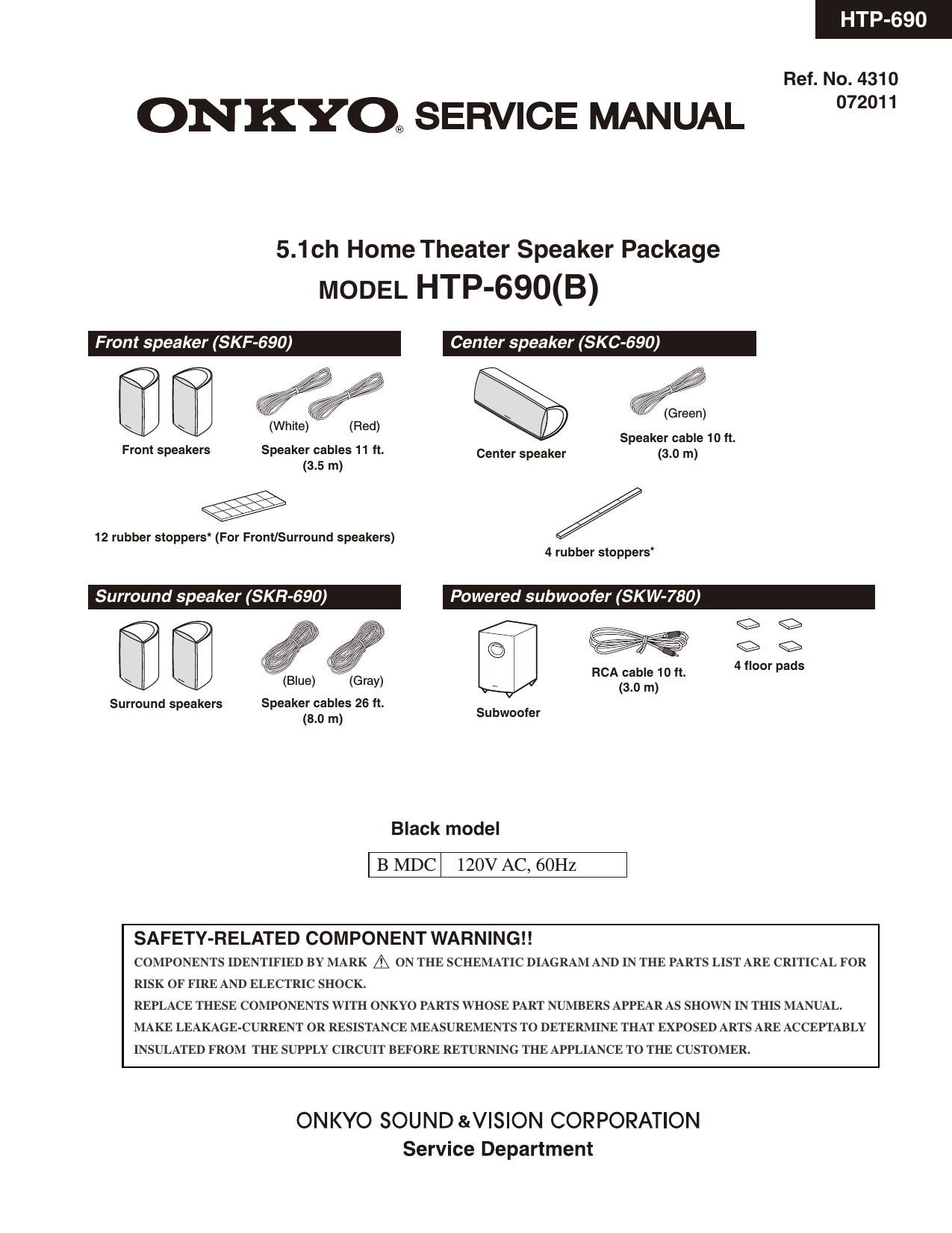 Onkyo HTP 690 Service Manual
