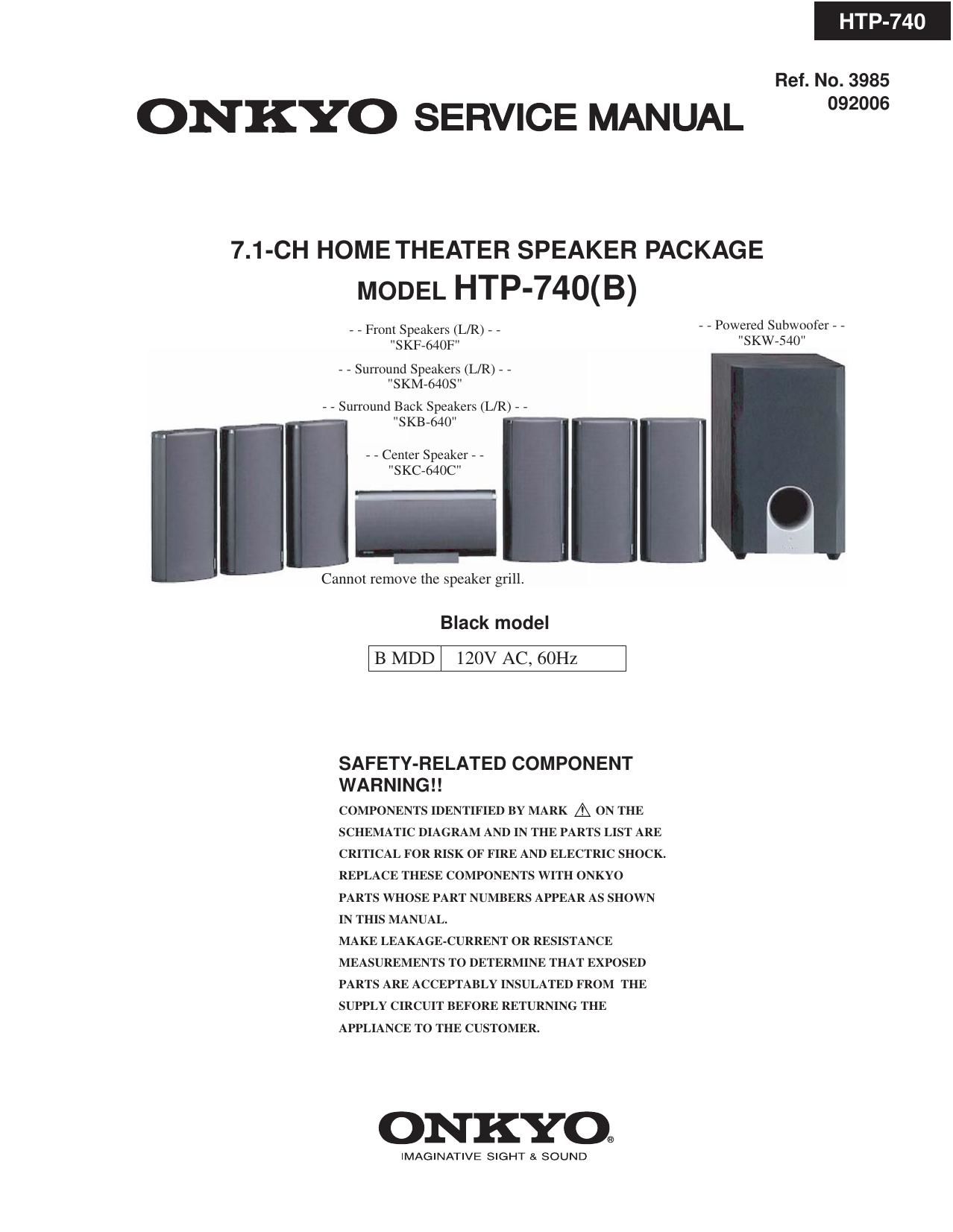 Onkyo HTP 740 Service Manual