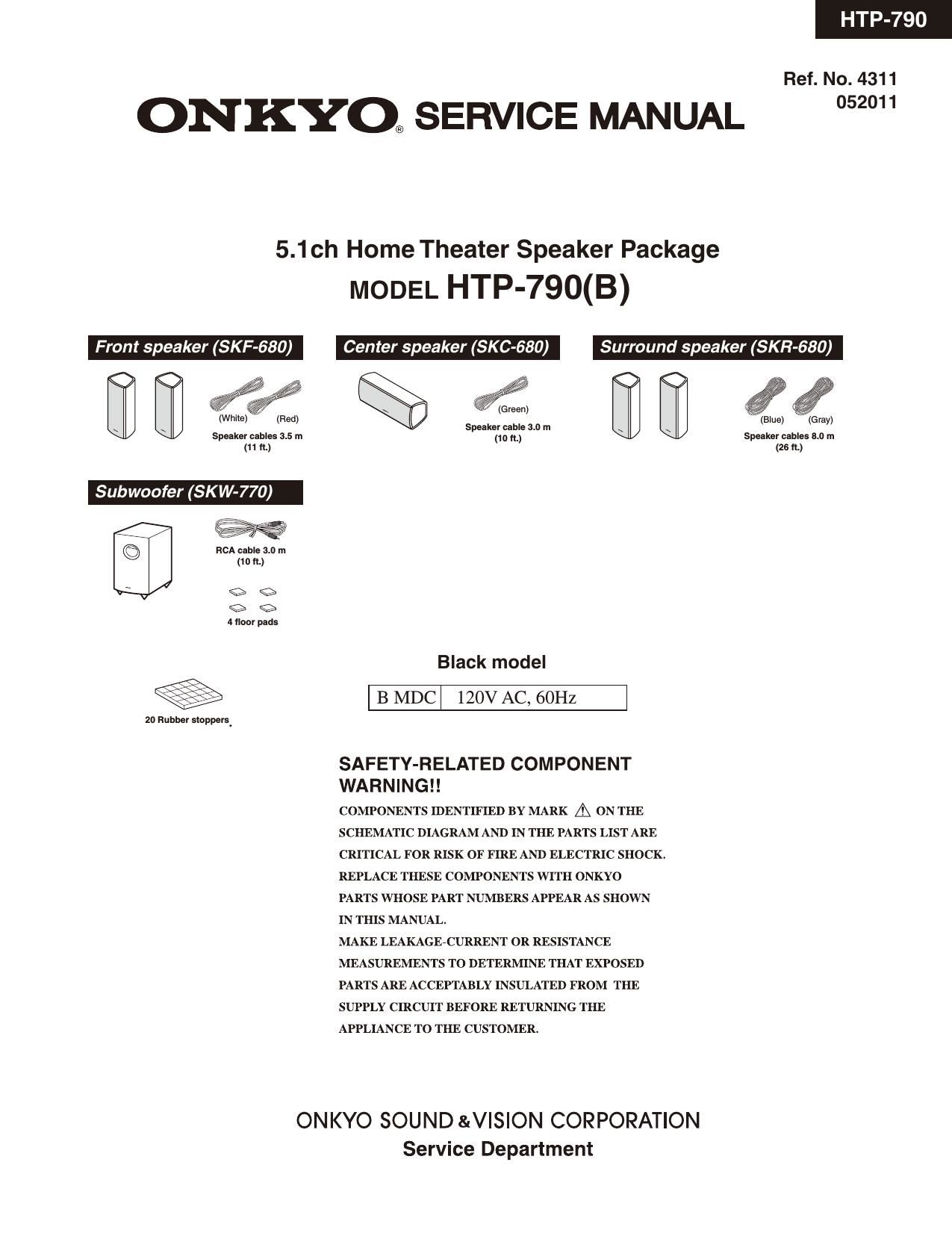 Onkyo HTP 790 Service Manual