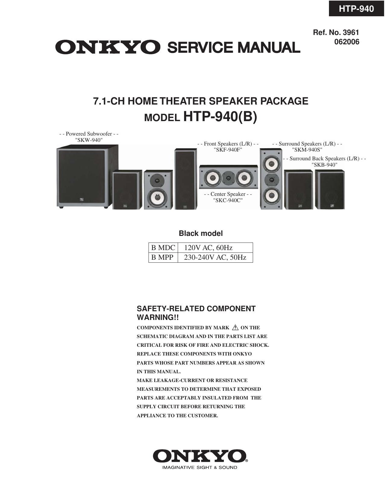 Onkyo HTP 940 Service Manual