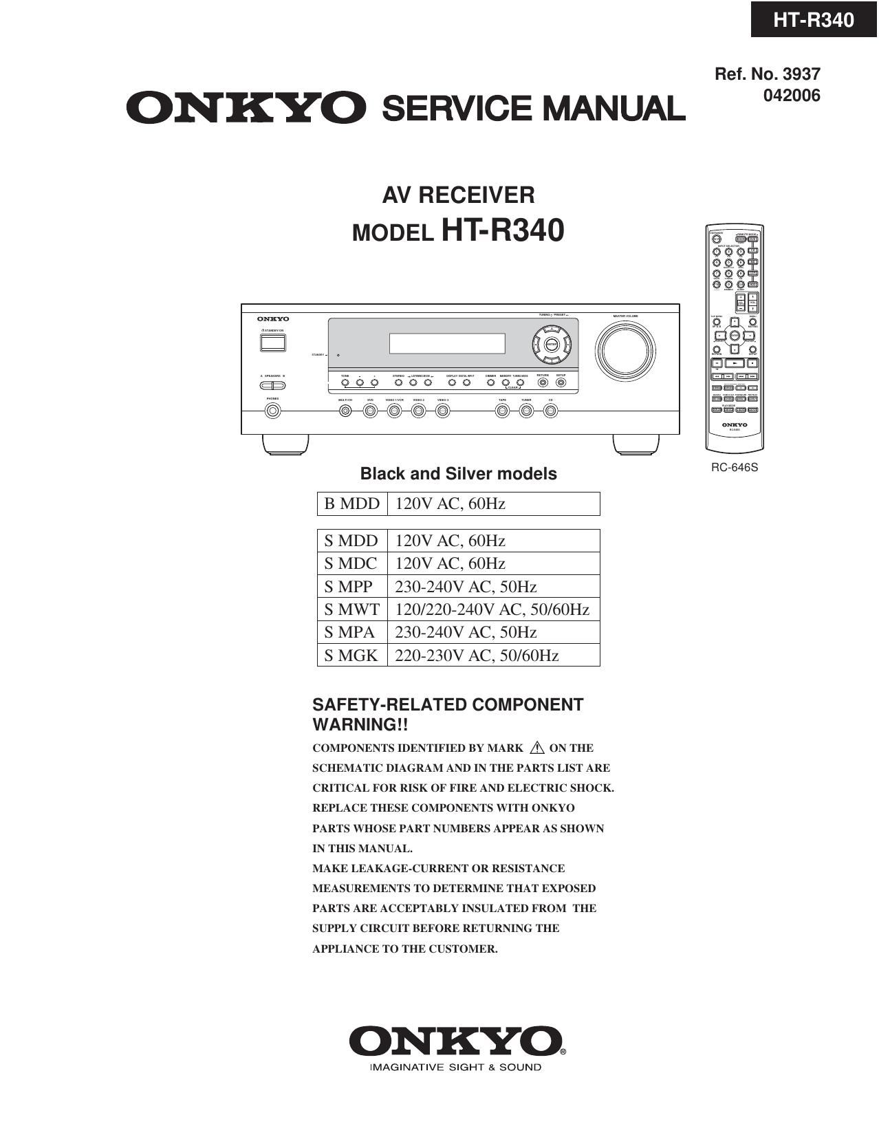 Onkyo HTR 340 Service Manual