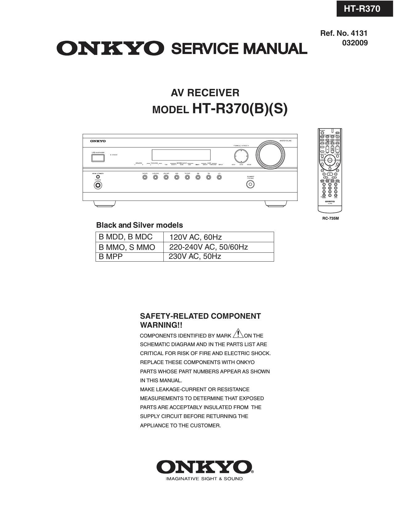 Onkyo HTR 370 Service Manual