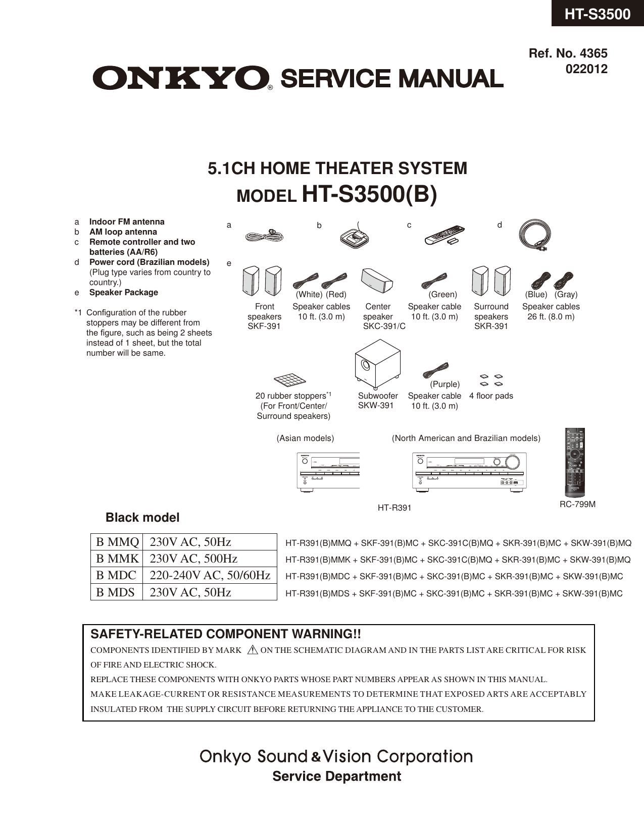 Onkyo HTR 391 Service Manual