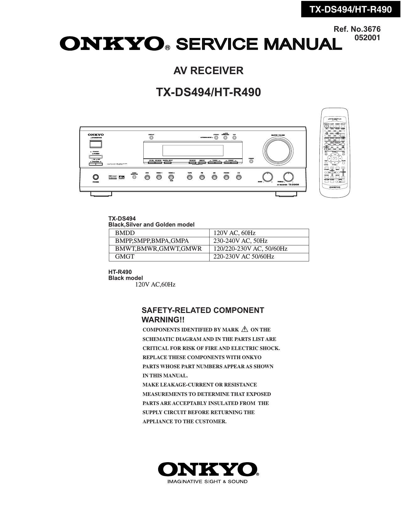 Onkyo HTR 490 Service Manual