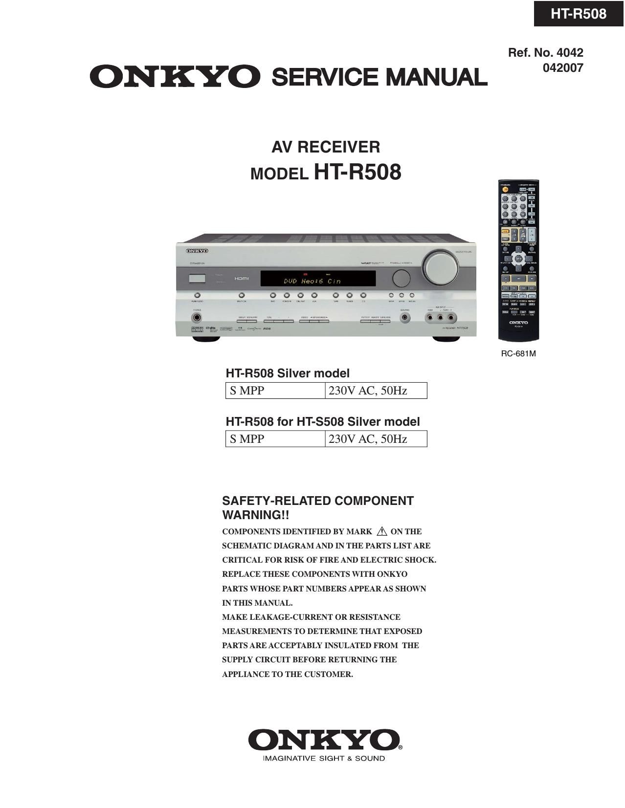 Onkyo HTR 508 Service Manual