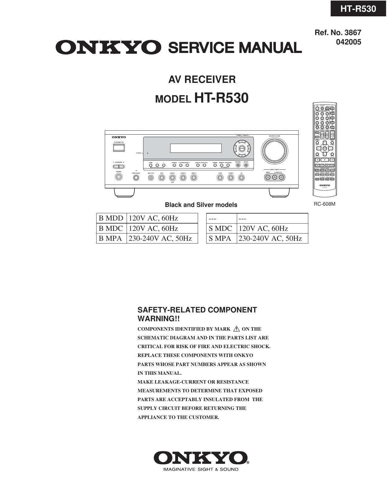 Onkyo HTR 530 Service Manual