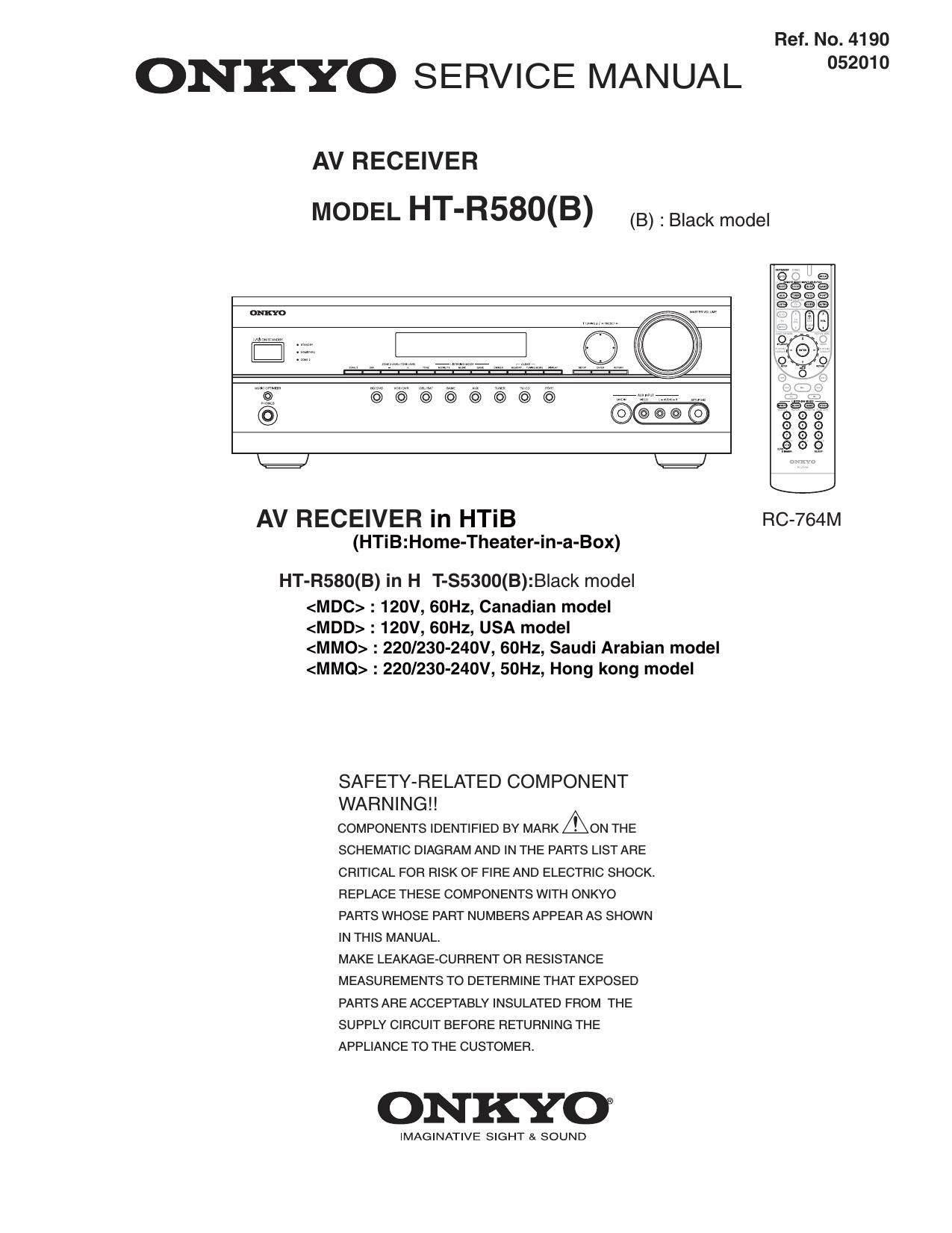 Onkyo HTR 580 Service Manual