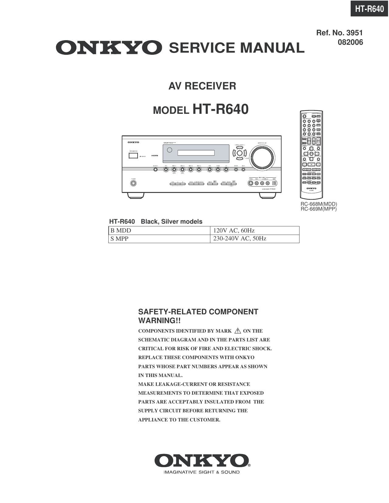 Onkyo HTR 640 Service Manual