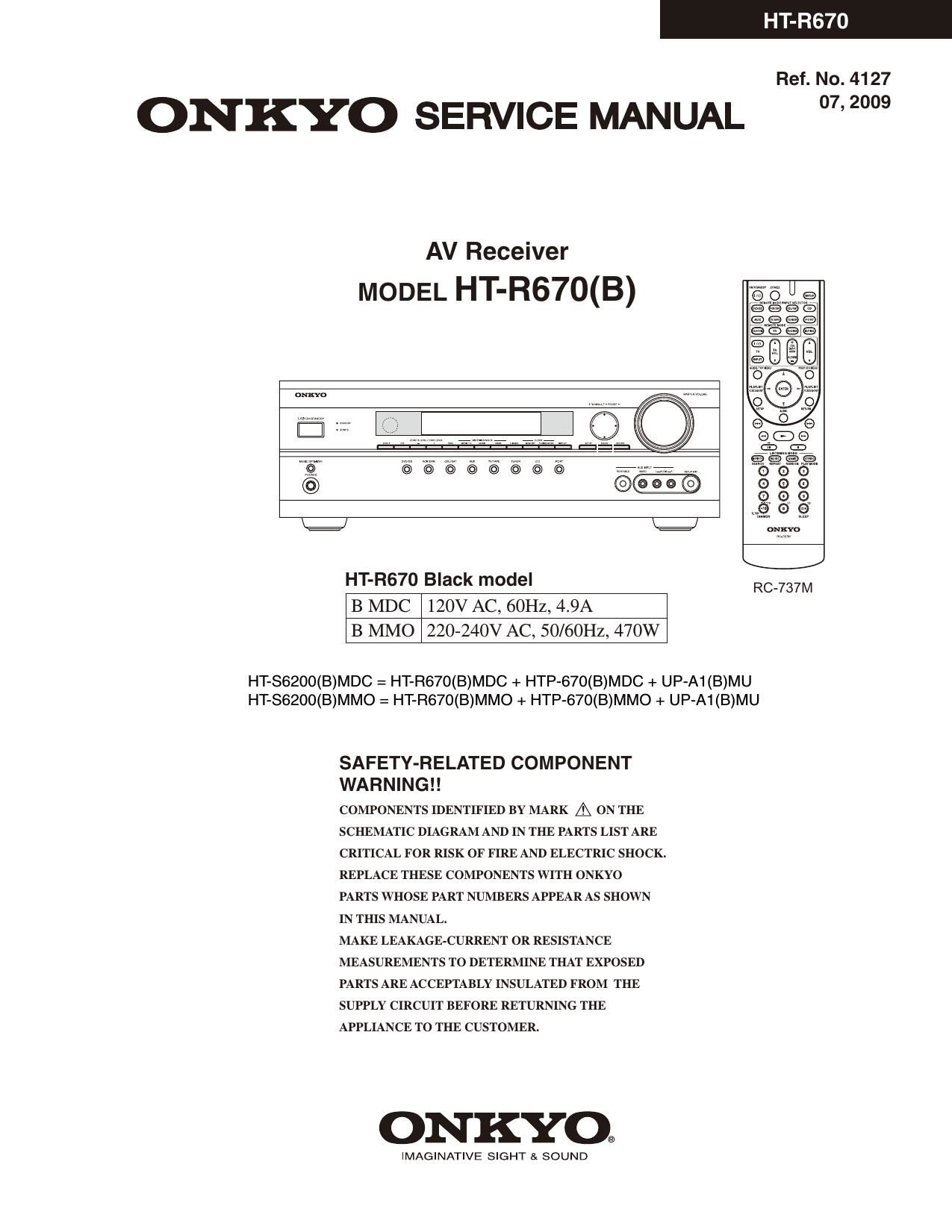 Onkyo HTR 670 Service Manual